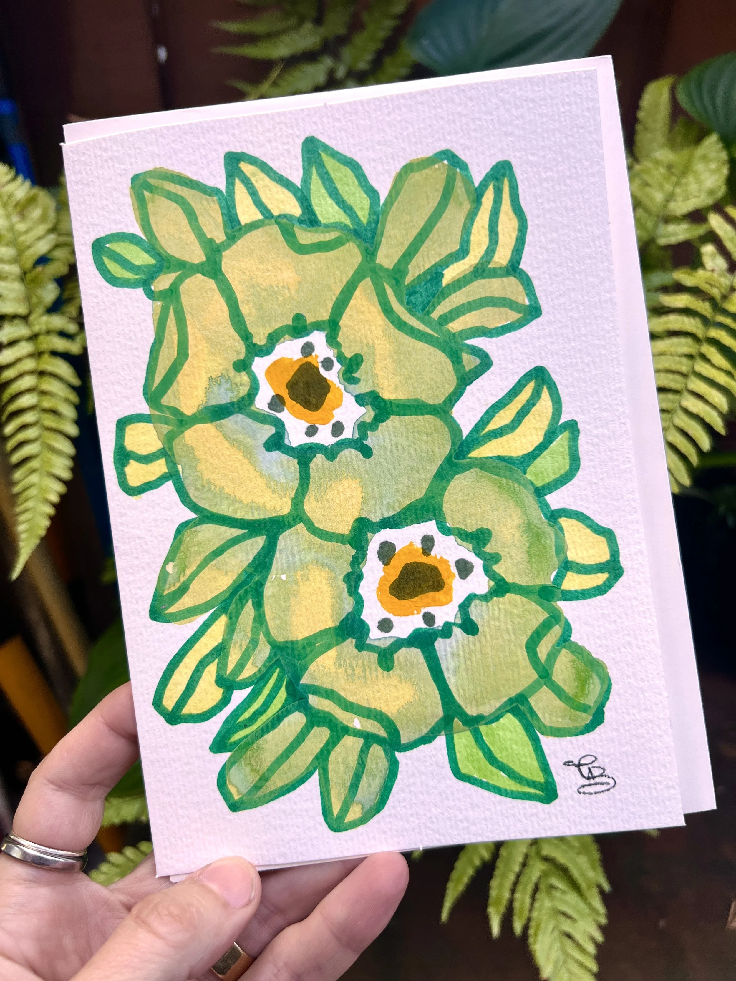 hand painted greeting card 5x7