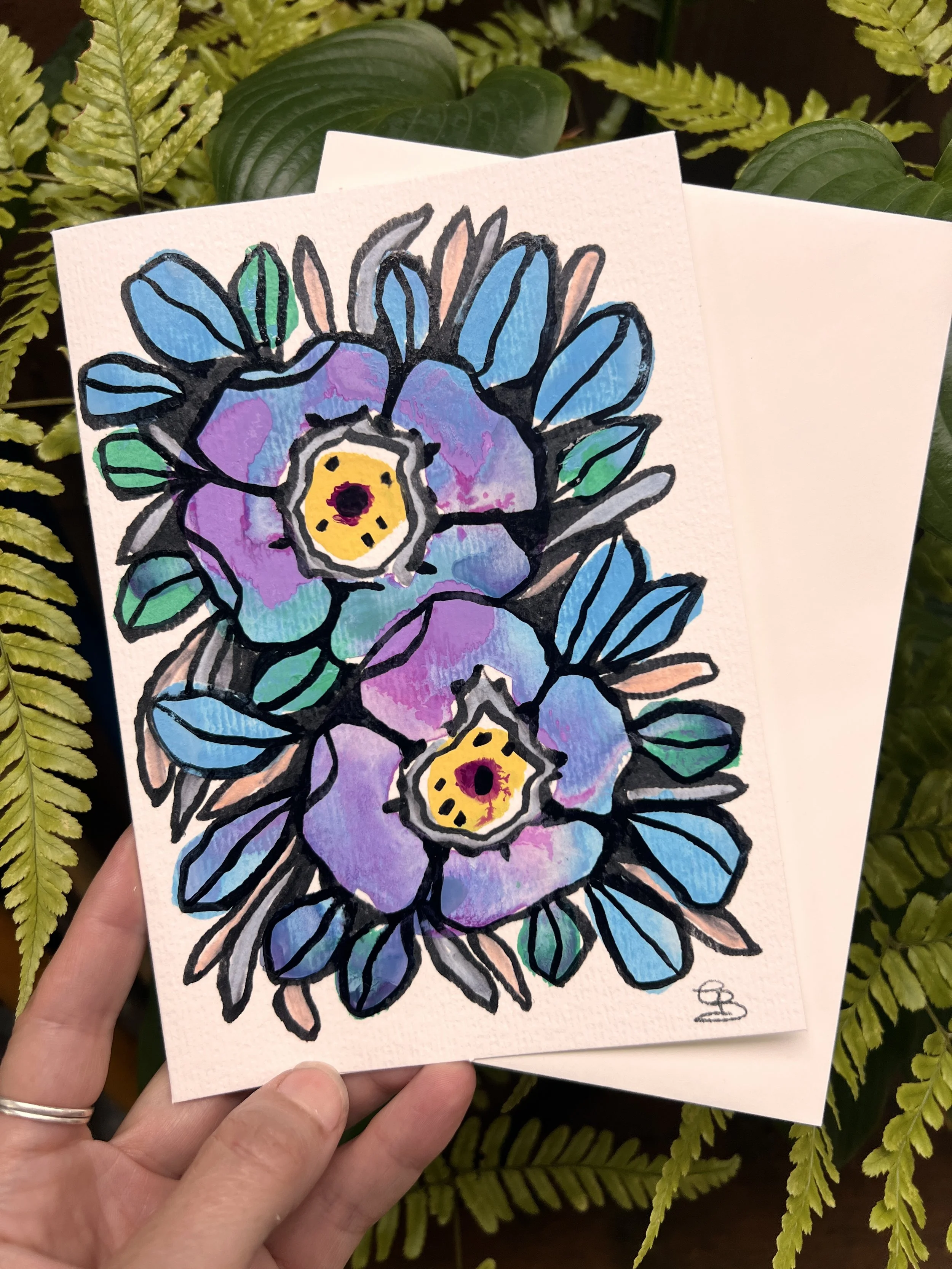 hand painted greeting card 5x7