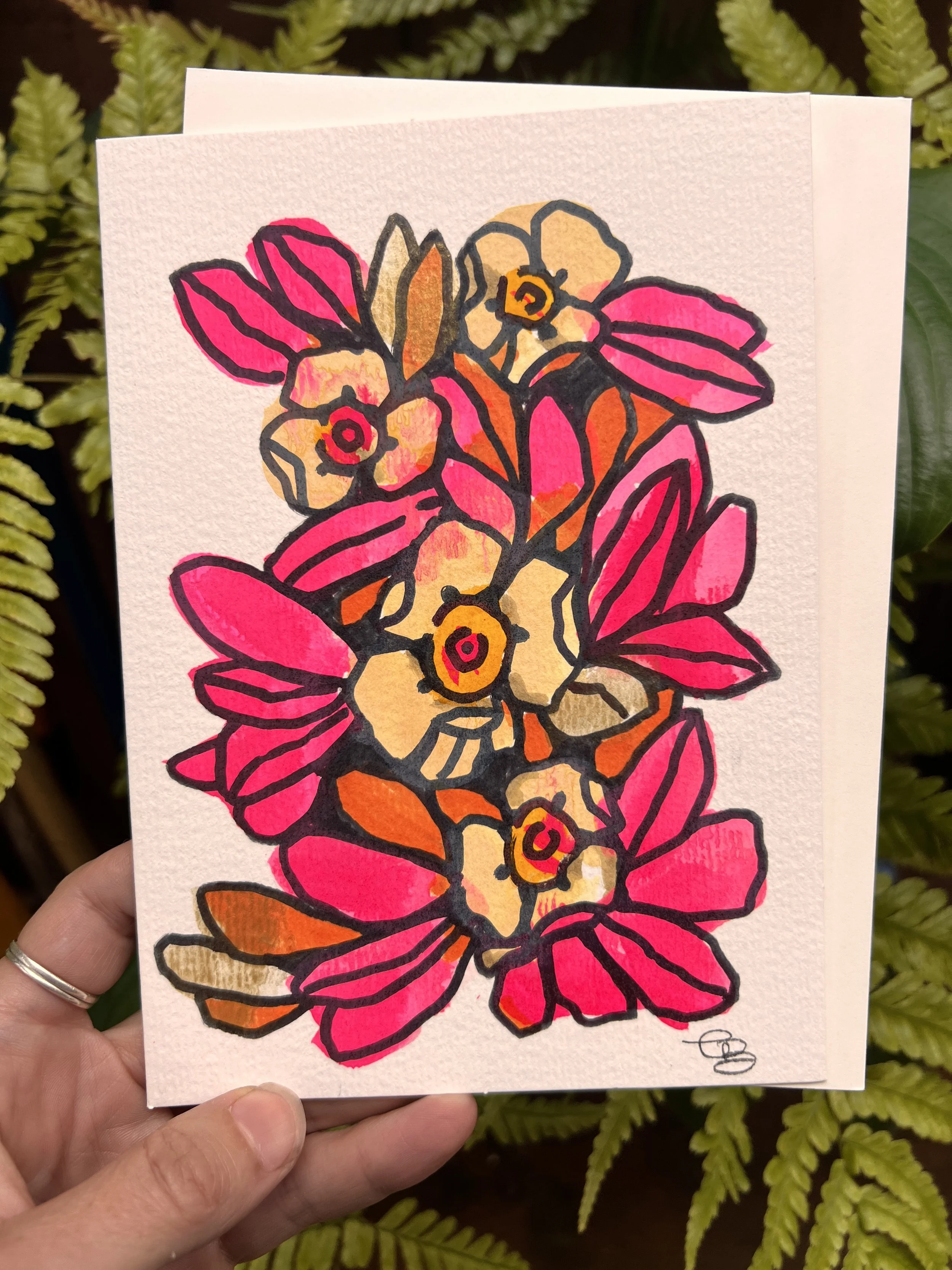 hand painted greeting card 5x7