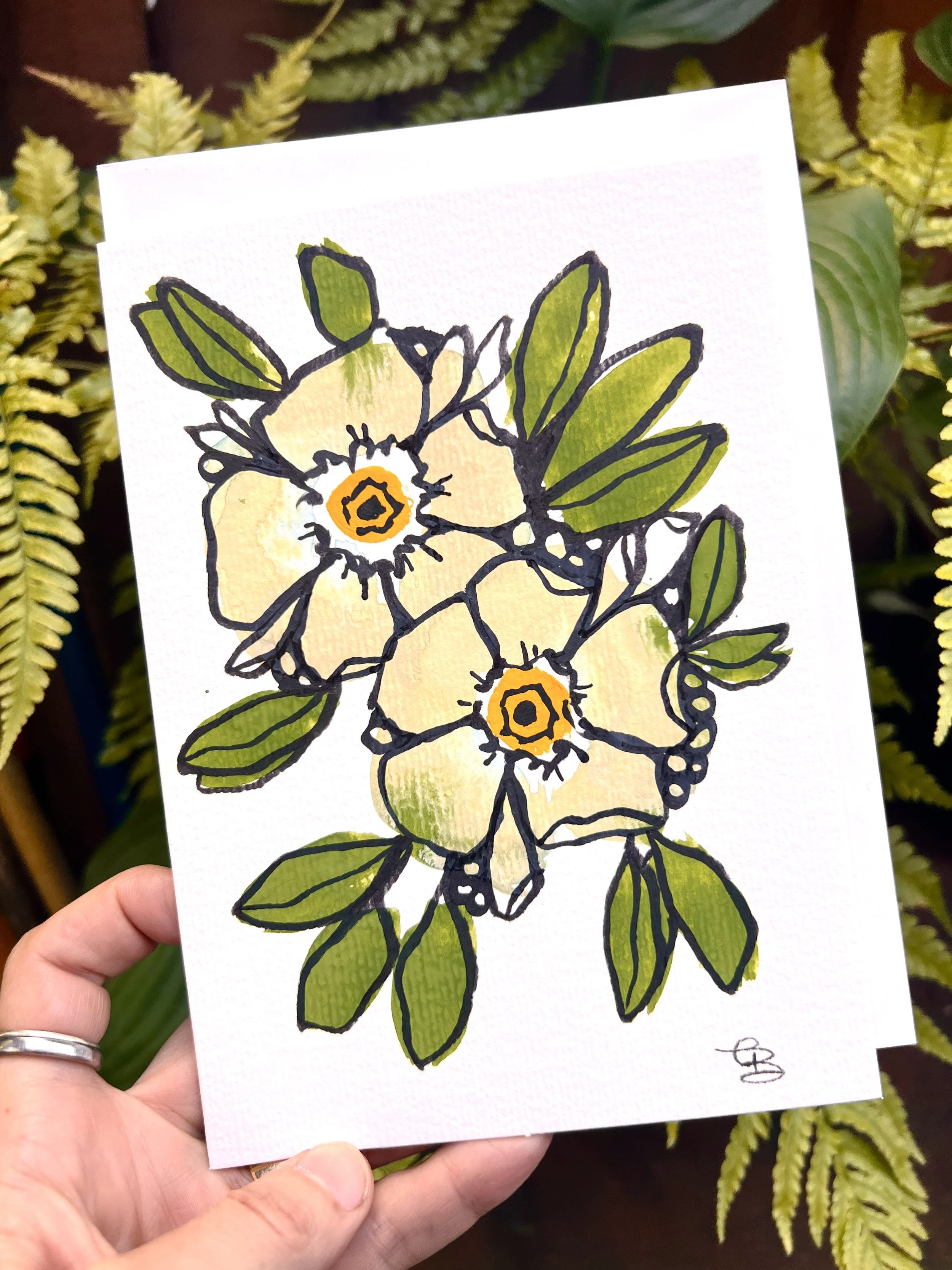 hand painted greeting card 5x7