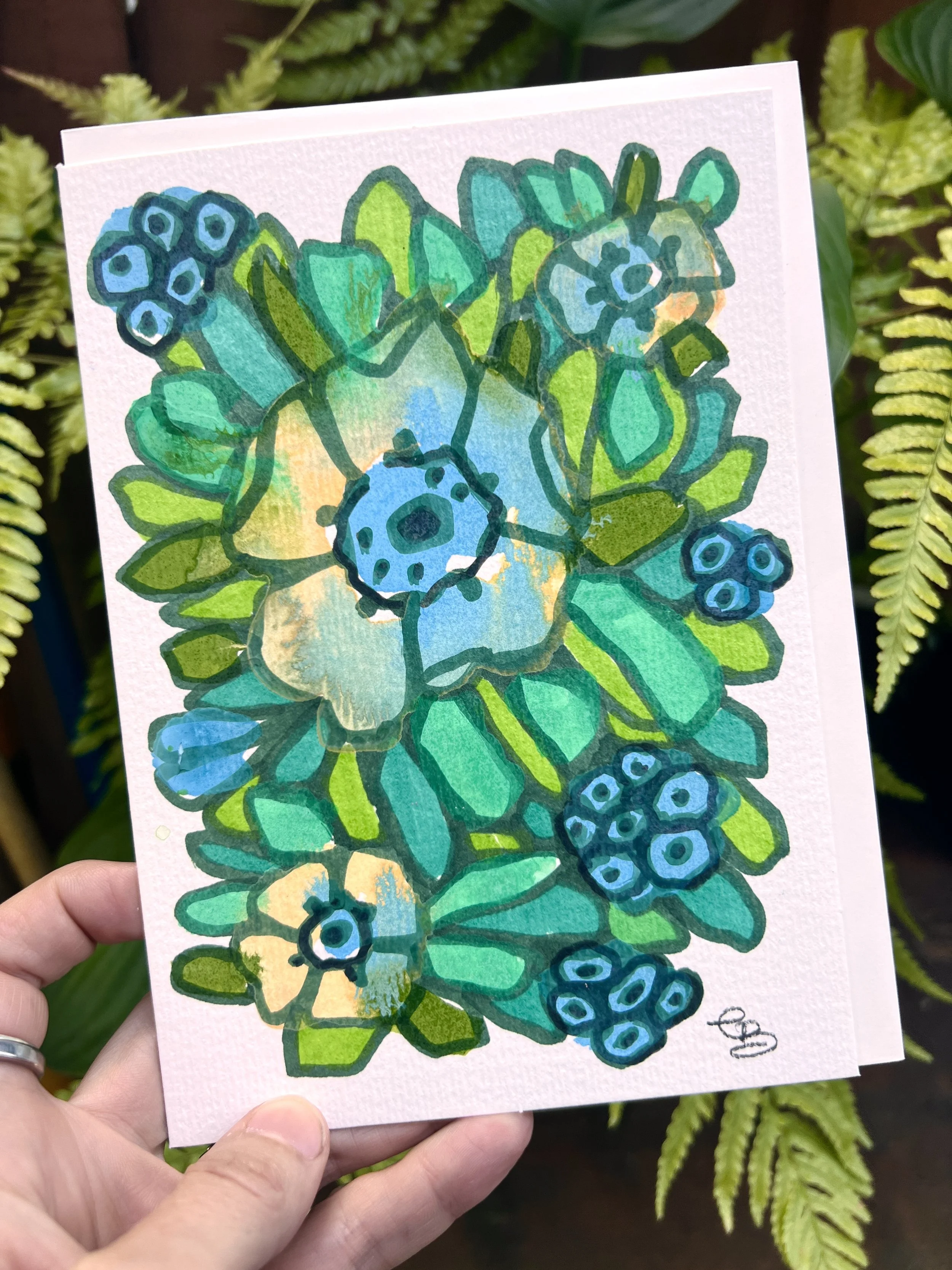 hand painted greeting card 5x7