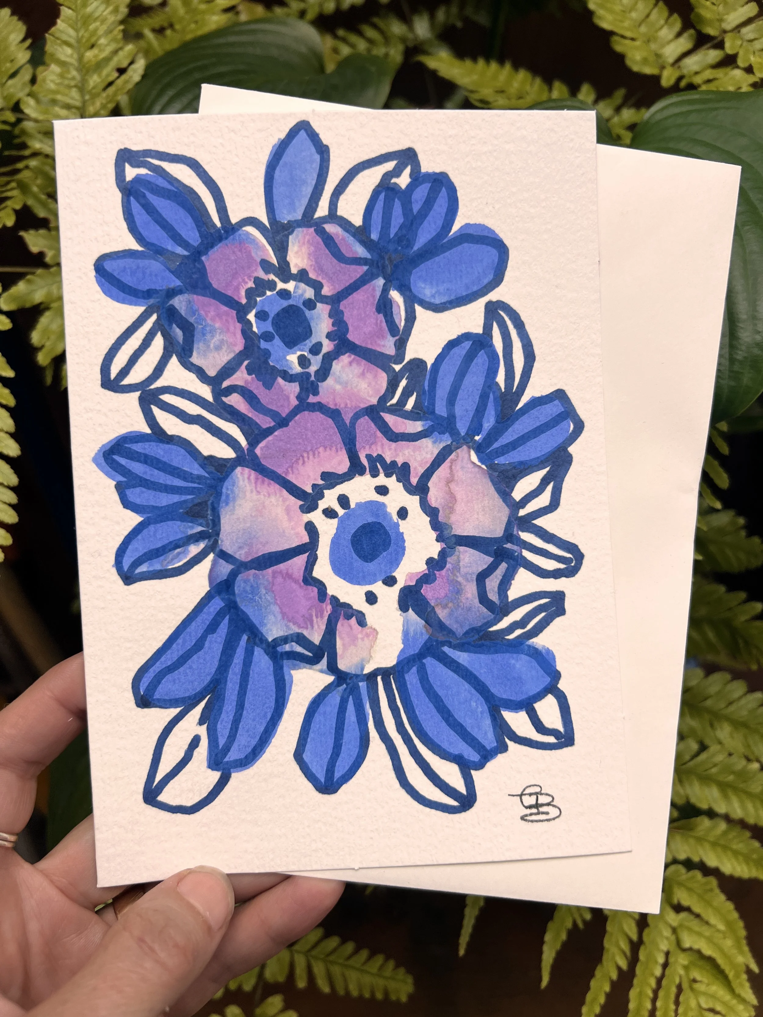 hand painted greeting card 5x7