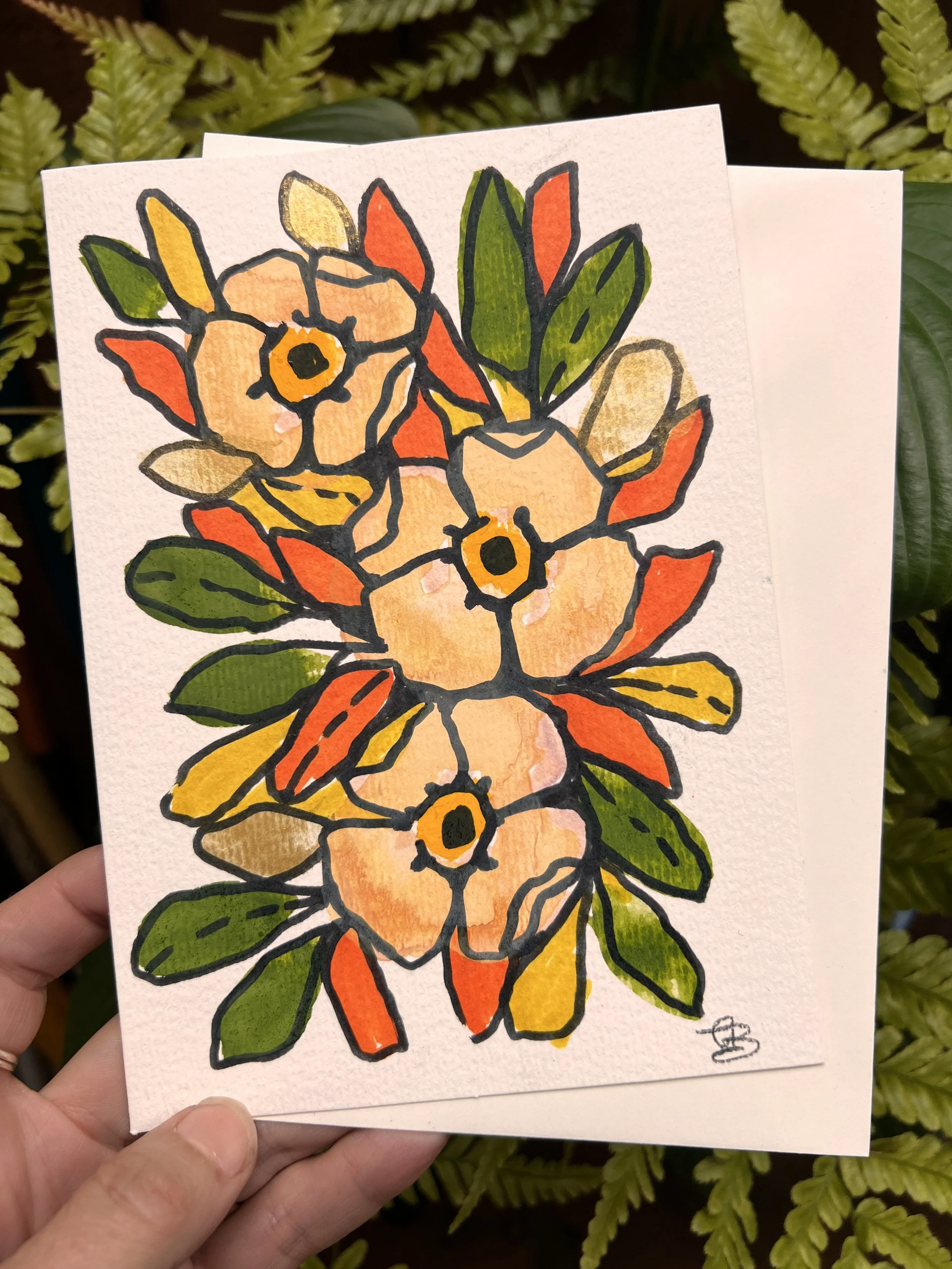 hand painted greeting card 5x7