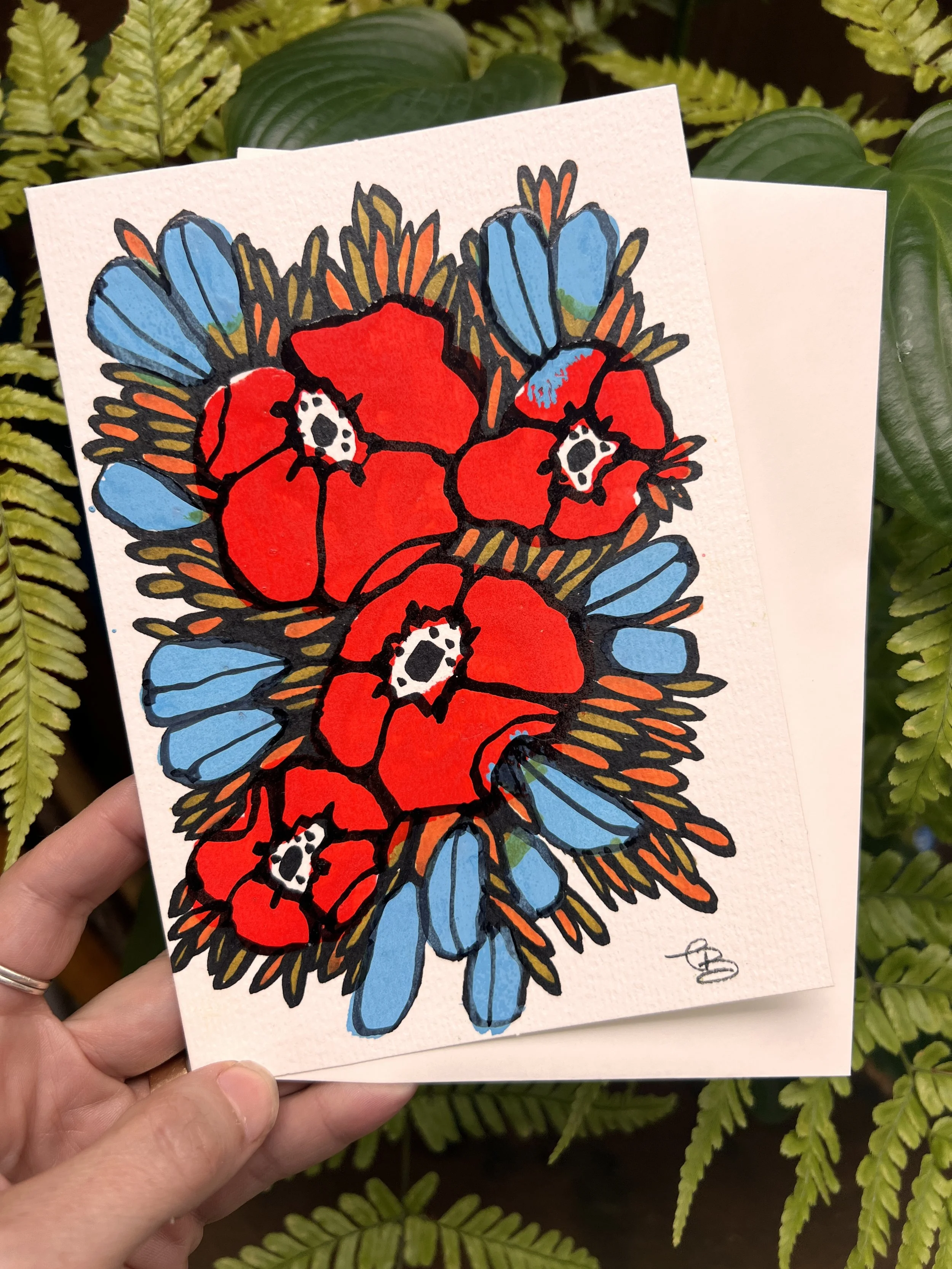 hand painted greeting card 5x7