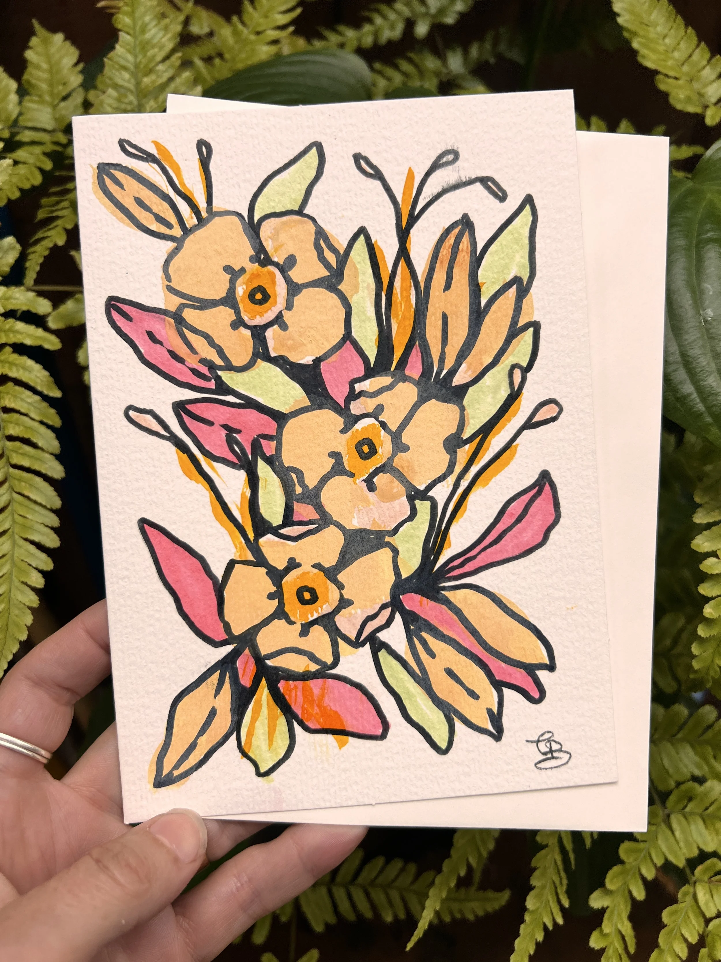 hand painted greeting card 5x7
