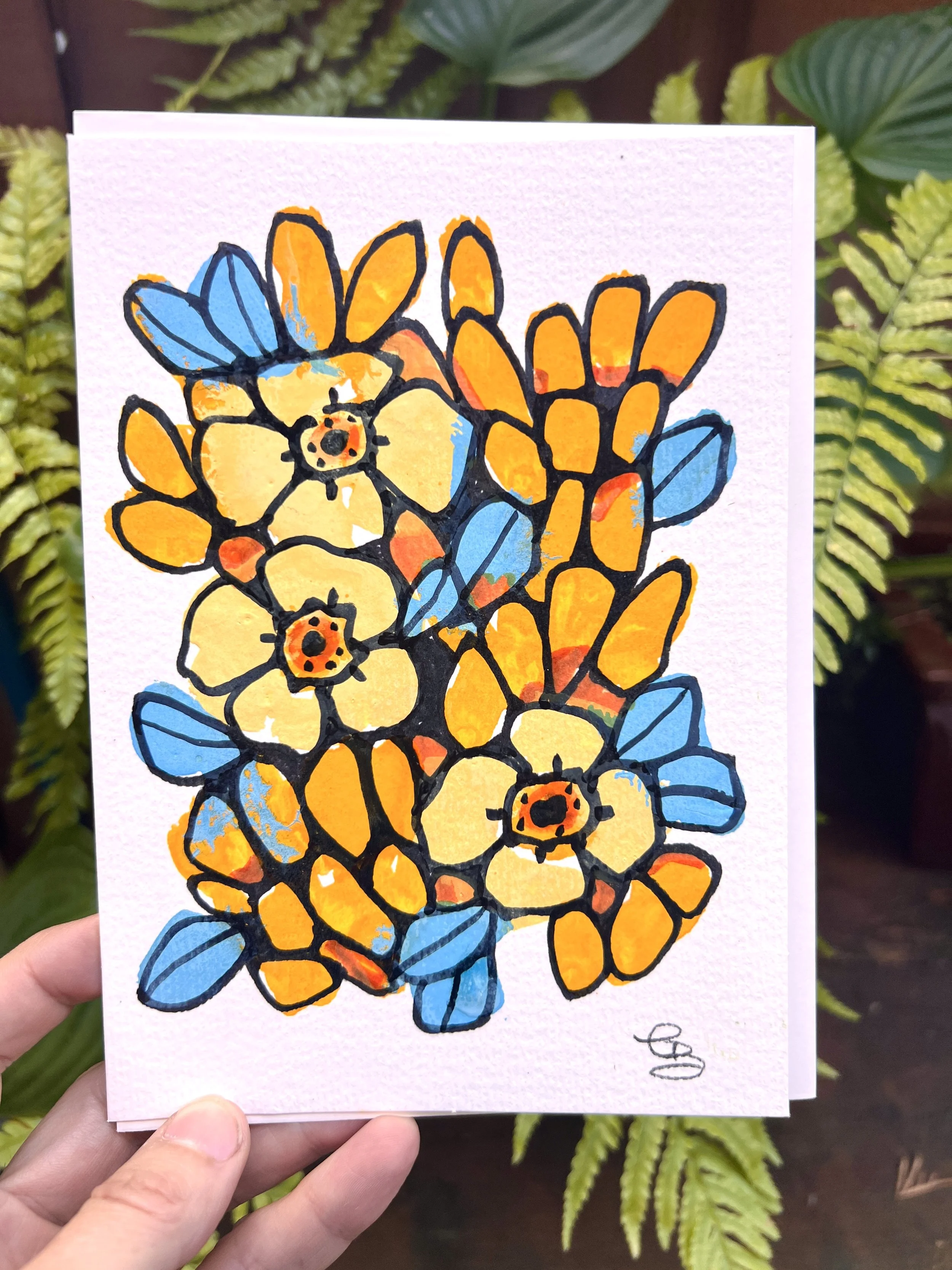 hand painted greeting card 5x7