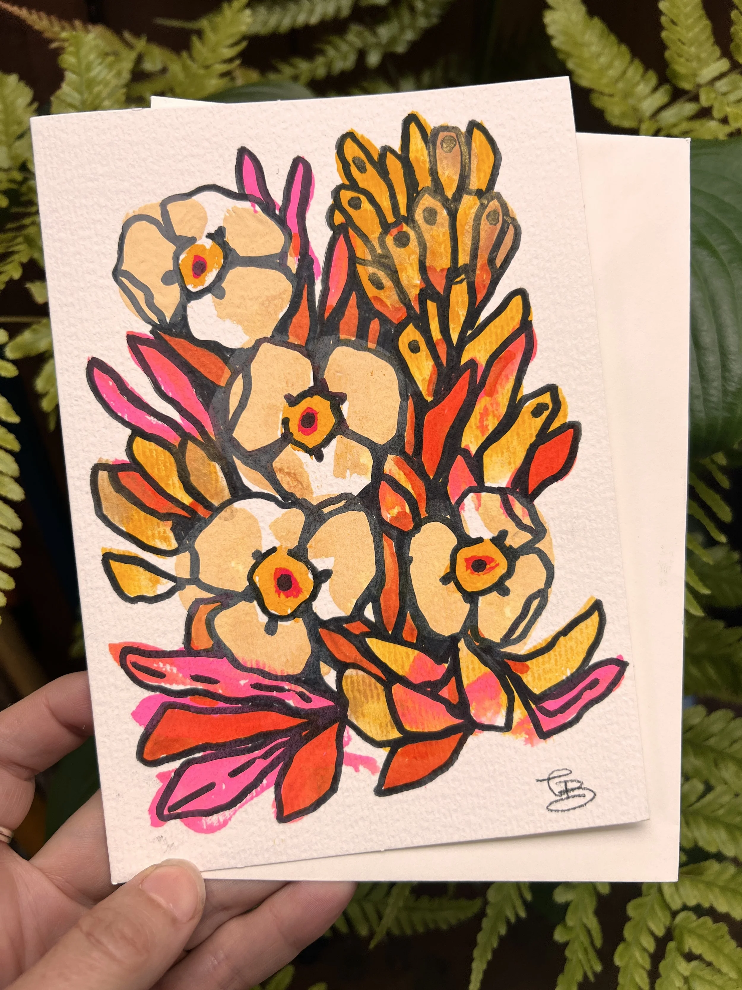 hand painted greeting card 5x7