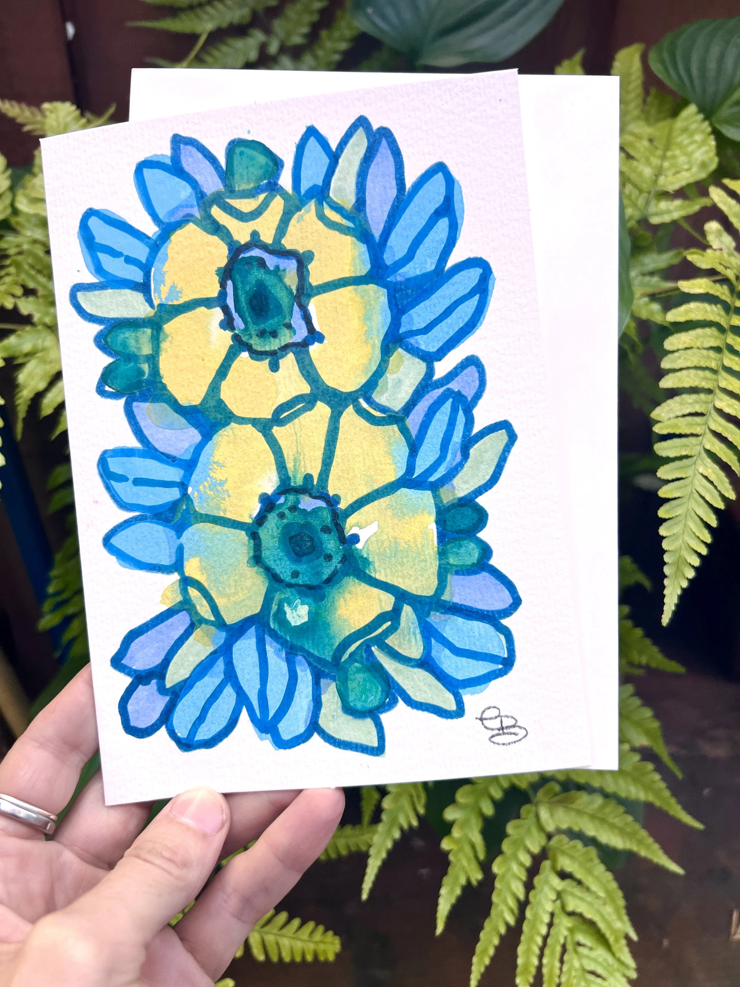 hand painted greeting card 5x7