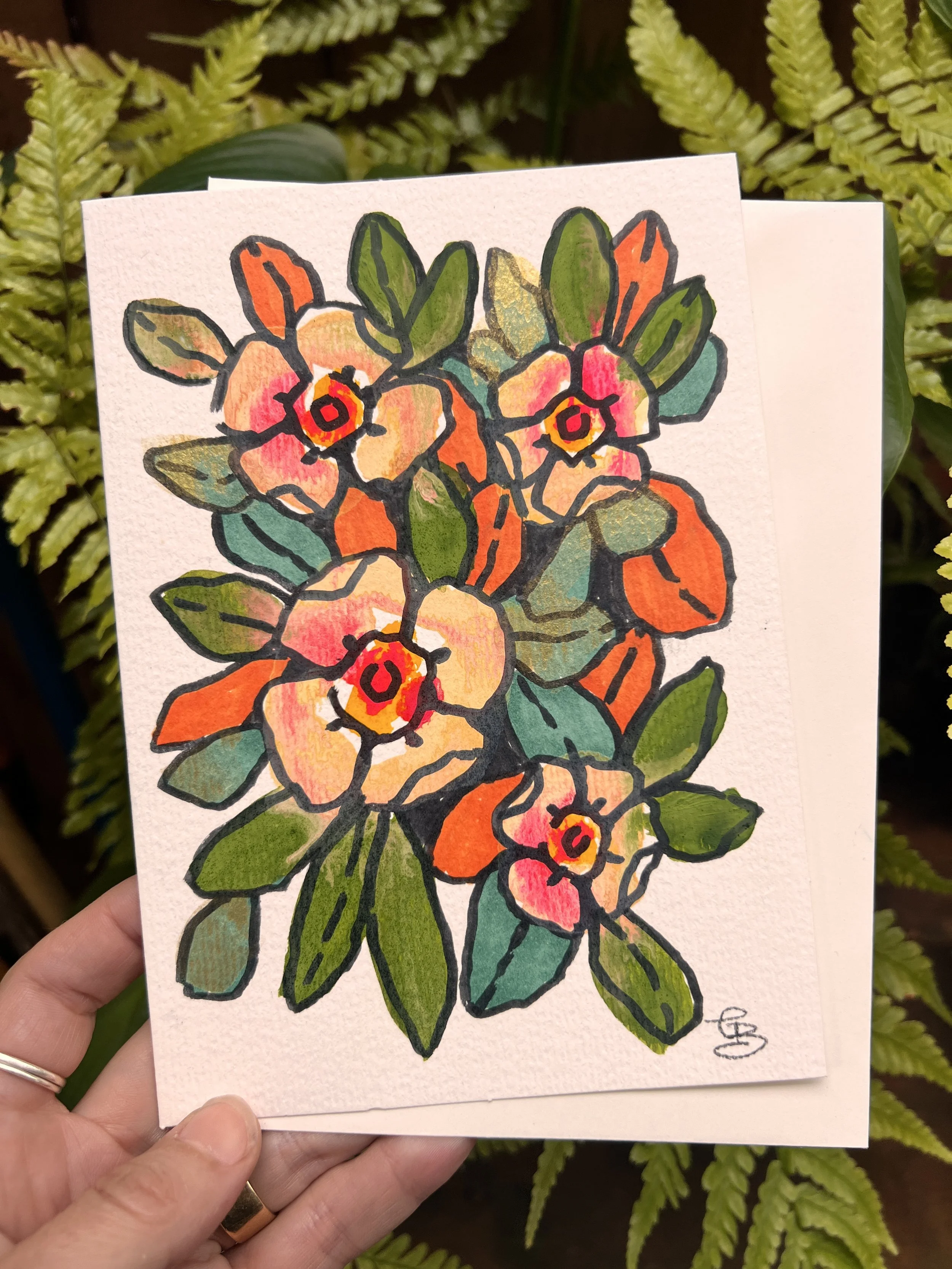 hand painted greeting card 5x7