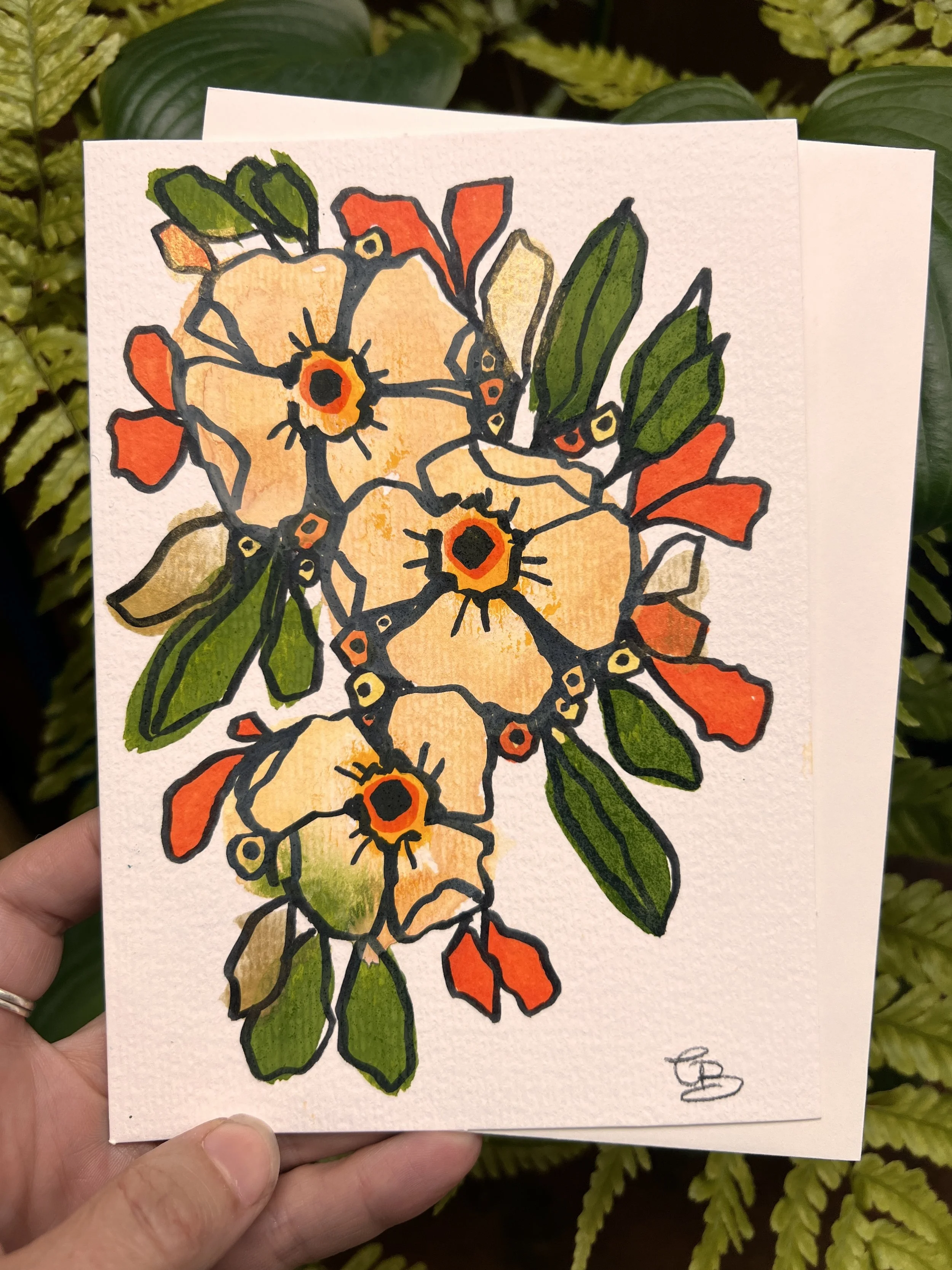 hand painted greeting card 5x7