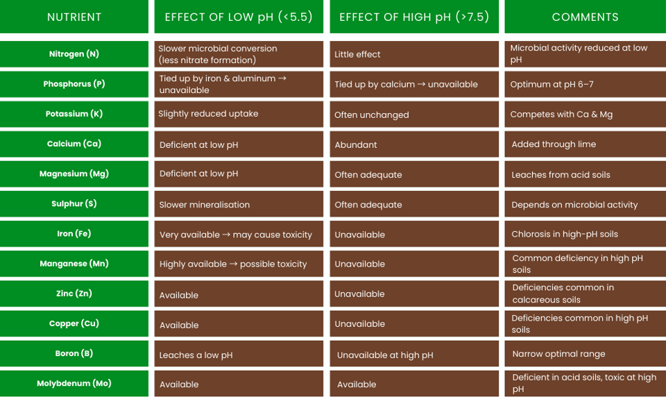 soil pH diagram showing nutrient availability
