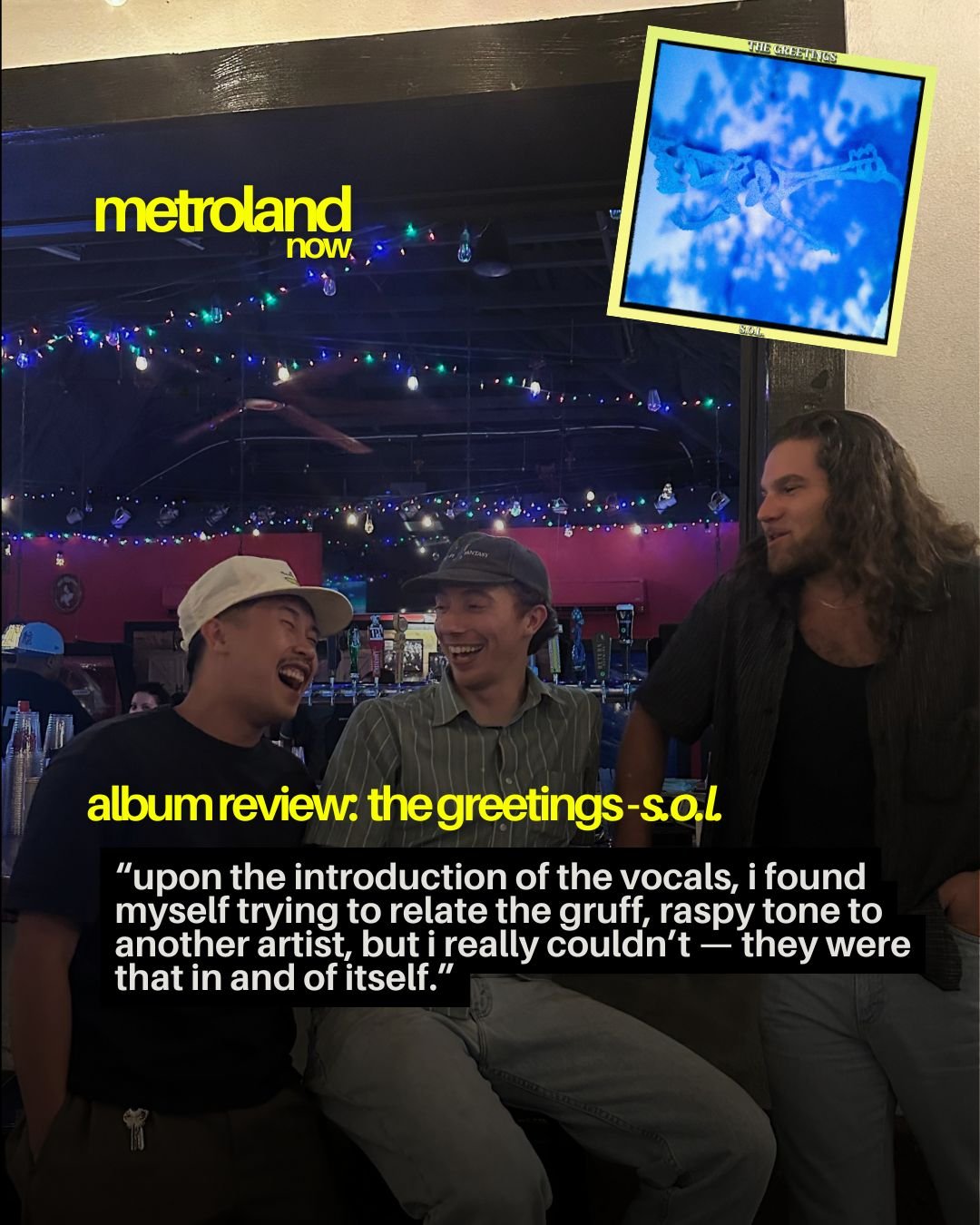 On November 1, The Greetings released their new album, &ldquo;S.O.L.&rdquo; Natalie St. Denis says it&rsquo;s a bet you&rsquo;ll want to take &mdash; read her full review of the record on our website, as well as in our November print issue, now.