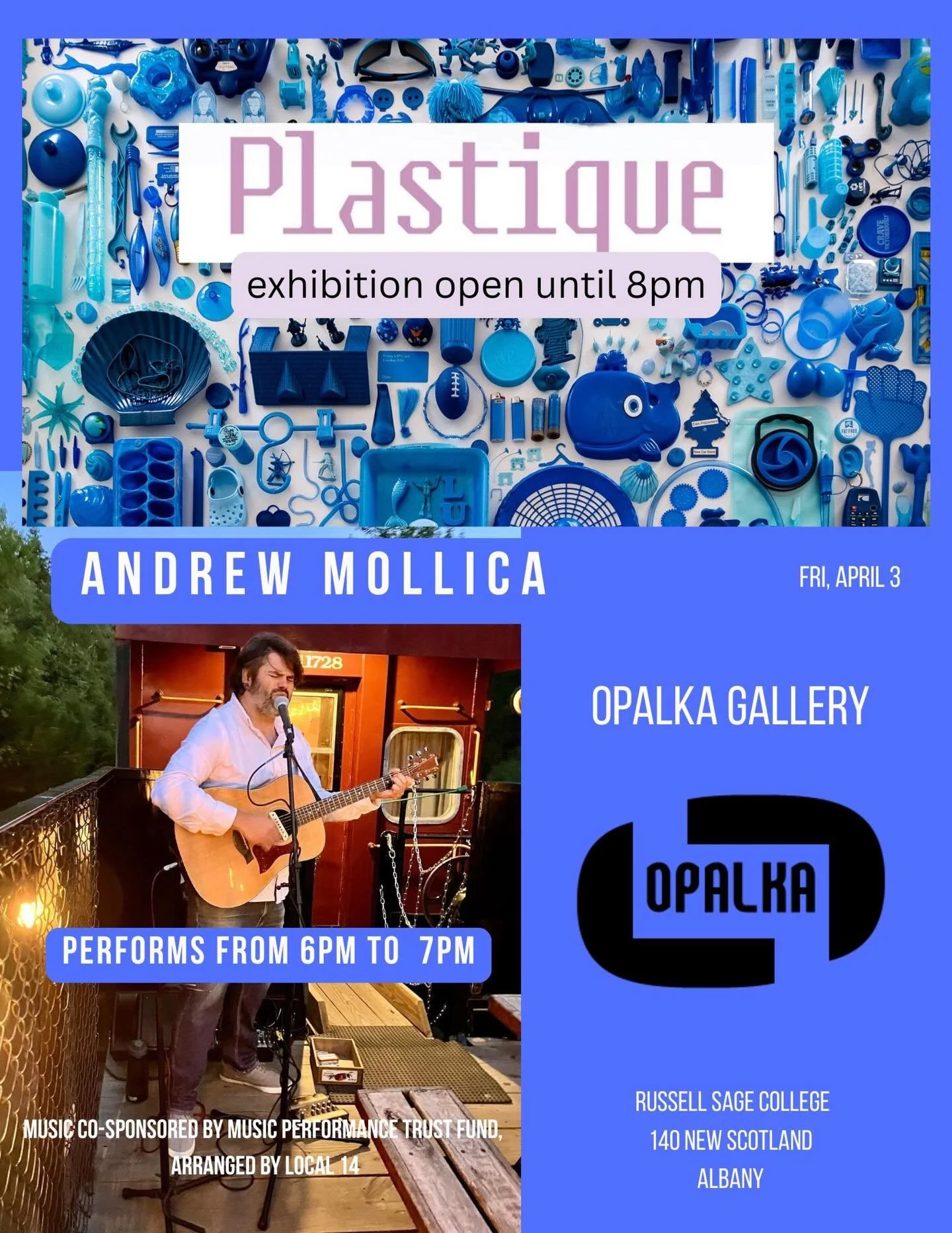 Opalka Gallery&rsquo;s ongoing &lsquo;Plastique&rsquo; exhibition will be open from 5pm to 8pm for First Friday and will also feature musician, Andrew Mollica, who will be performing from 6pm-7pm. 

From curator &amp; founding member of Project Vorte