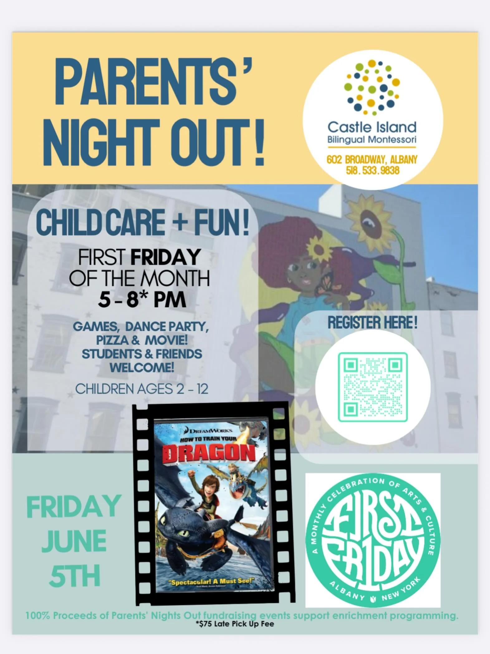 Parents need time for themselves too. Instead of getting a babysitter, you can drop them off at @castleislandmontessori and have some time to check out some of the First Friday events going on around the city. This paid event is for children 2-12, wi