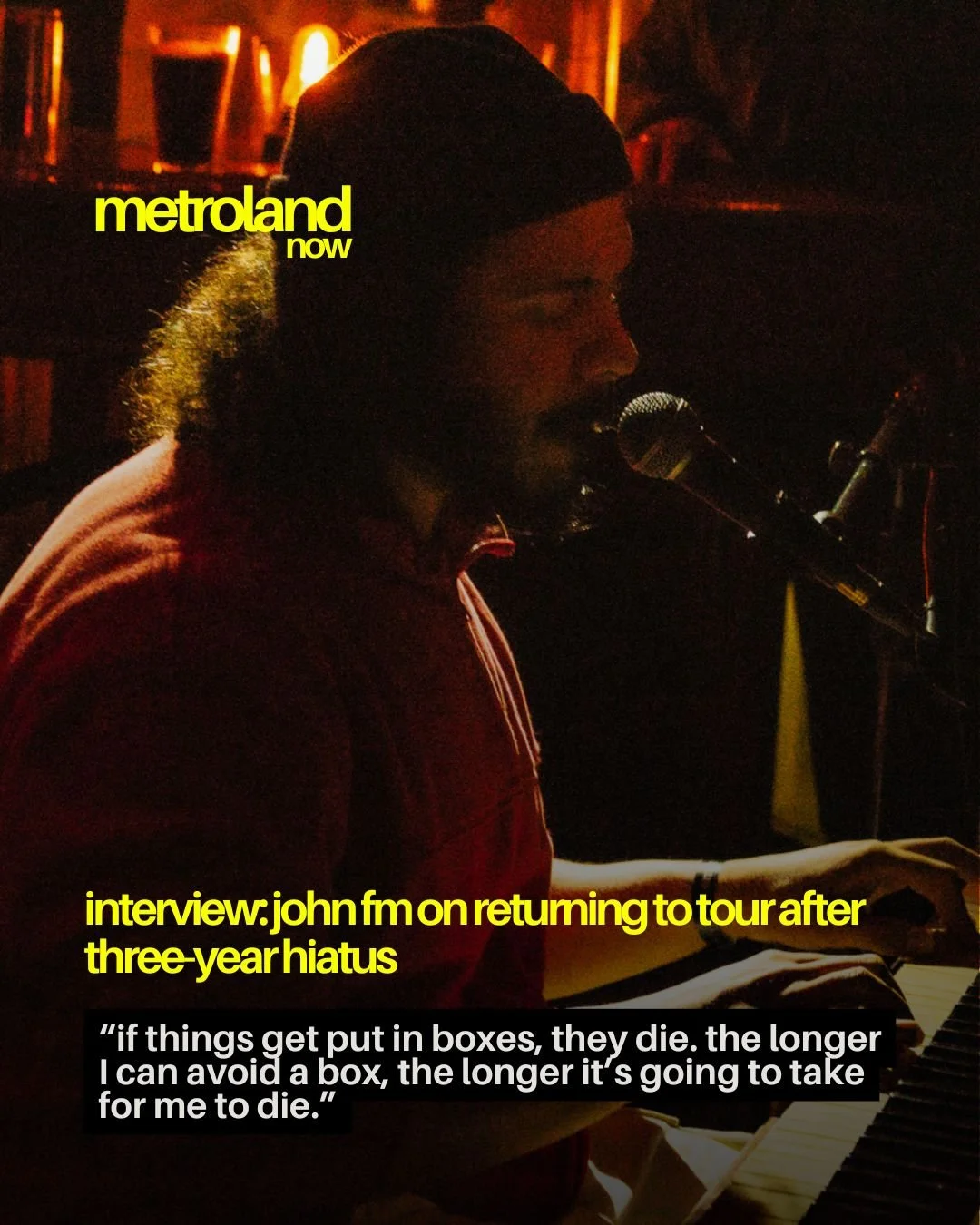 Maggie Aulman caught up with John FM on a day off around his recent performance at Colony Woodstock supporting Elias R&oslash;nnenfelt and Evanora:Unlimited. Check out the in-depth conversation over on our website, now.