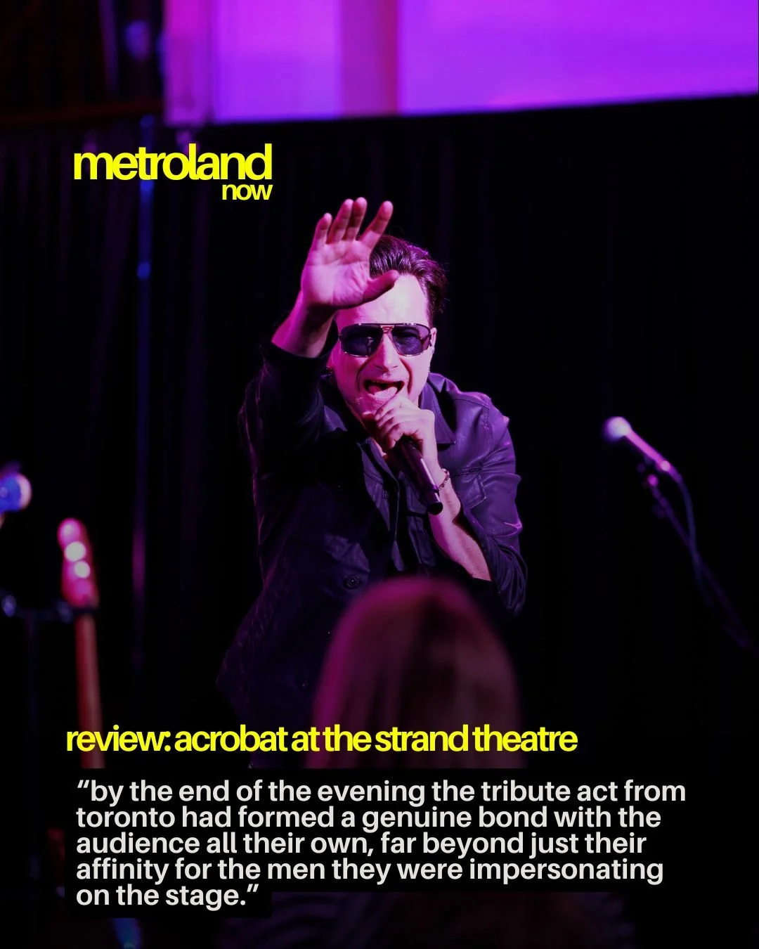 At the historic Strand Theatre in Hudson Falls last Saturday night, tribute act Acrobat delivered the spirit of U2 to an audience who was chomping at the bit for an authentic performance. James Mullen and Staci Oswald were on hand to take it all in, 