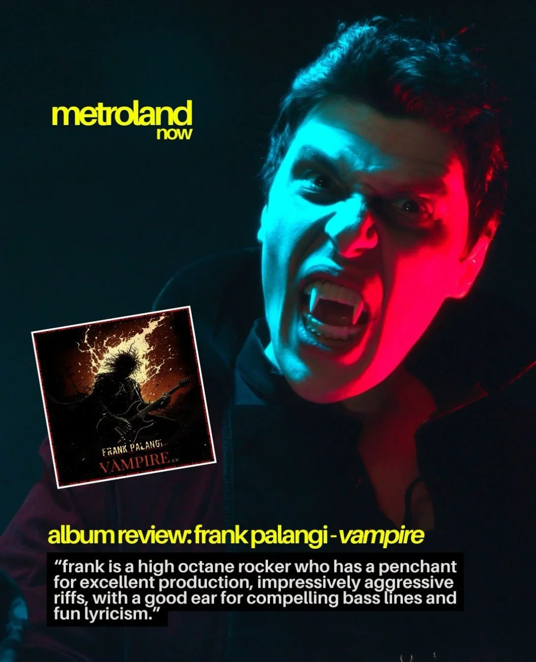 Is there a more appropriate time to visit an EP called Vampire than the day before Halloween? We doubt it. Elissa Ebersold took a listen through local hard rocker Frank Palangi&rsquo;s most recent EP and penned some thoughts on it over on our website