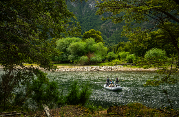 Drift-boat fly fishing from Cisnes River Lodge in Chilean Patagonia
