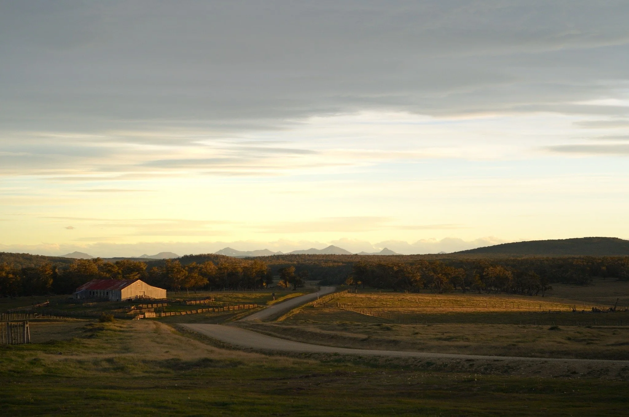 sunset over Wuijoor Lodge in Tierra del Fuego Argentina