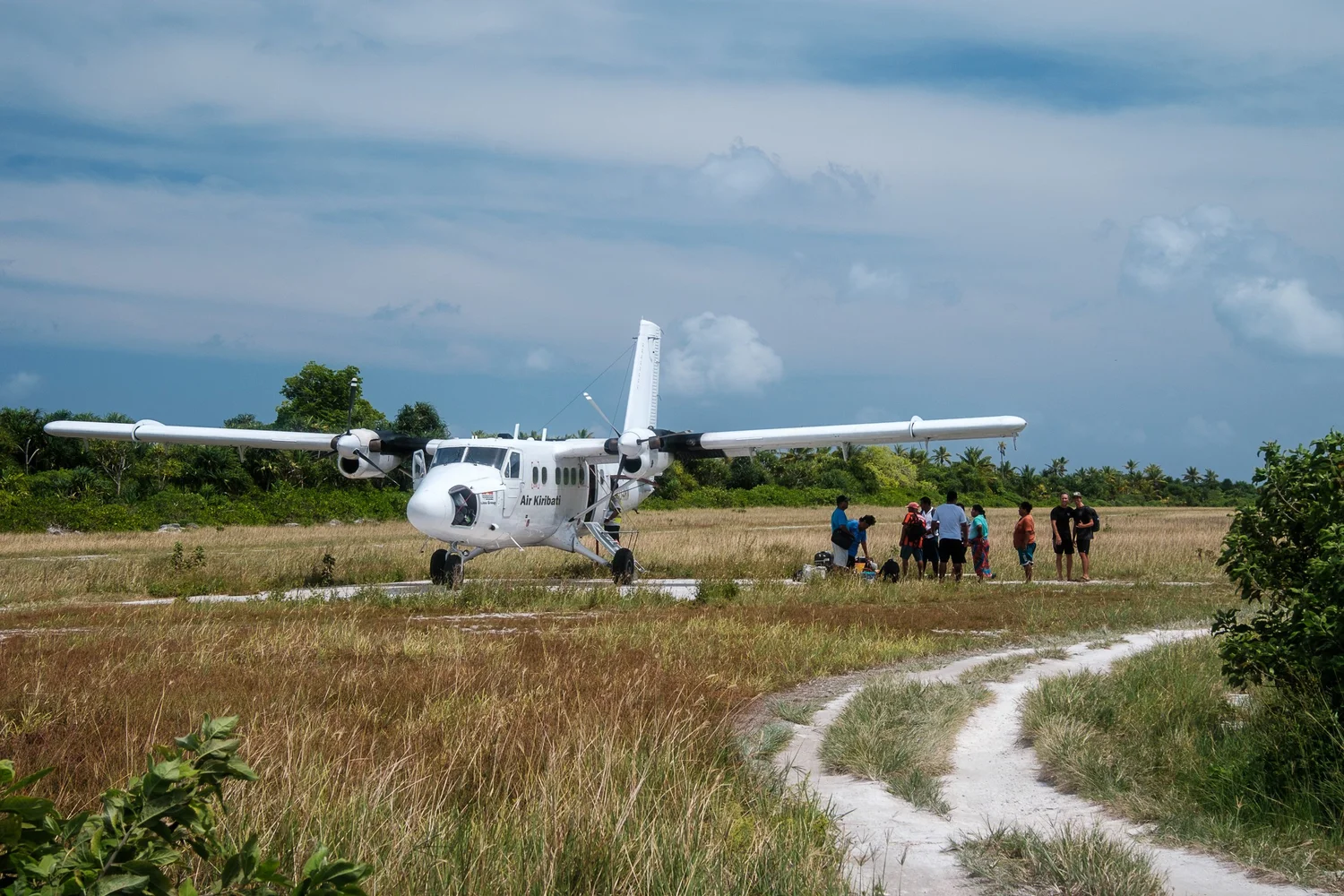 Air Kiribati aircraft arriving on Fanning Island