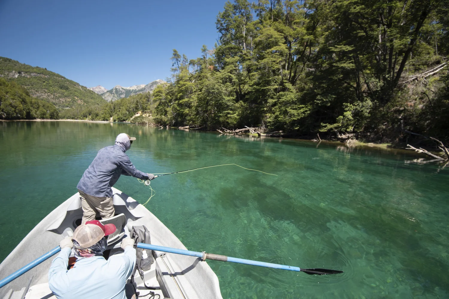 Clear-water fly fishing near Challhuaquen Lodge in Argentina
