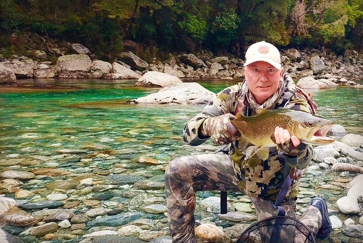 Fly fishing in the Fiordland region of New Zealand