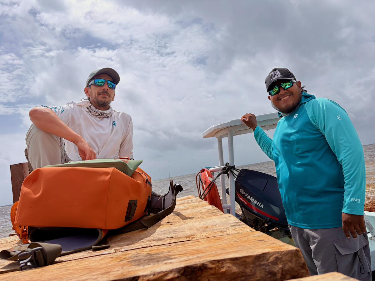 angler and guide ready to depart the wharf at Xcalak photo credit Michael Gregg Isolation Outfitters