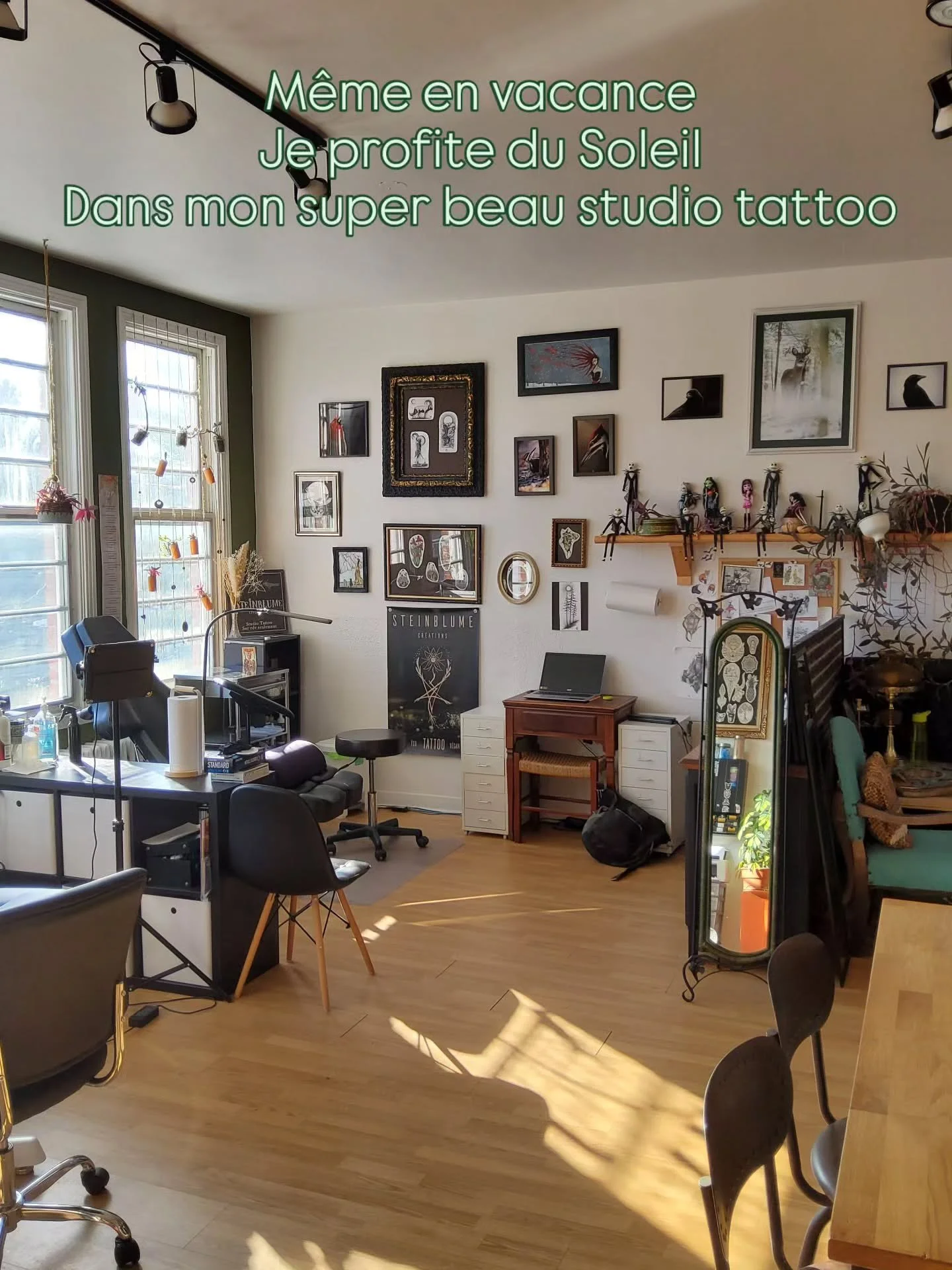 M&ecirc;me si je suis en vacances jusqu'au 6 janvier inclus, je viens profiter du soleil dans mon magnifique studio. Belle lumi&egrave;re, belle &eacute;nergie, super inspirant pour dessiner.

Petite note: mon calendrier se rempli vite, je suis rendu