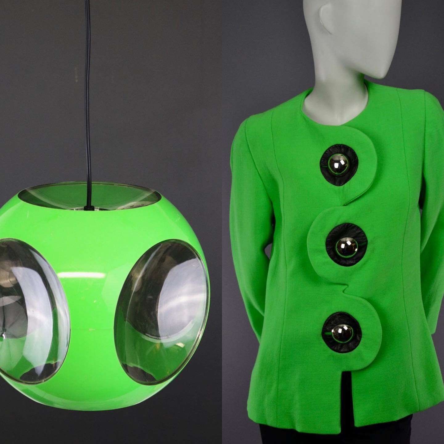 lamp from @midbottcentury  on etsy. jacket from @debardeuse.shop on etsy. 
.
.
.
#vtgmatchmaker #spaceage #spaceagedesign #mod