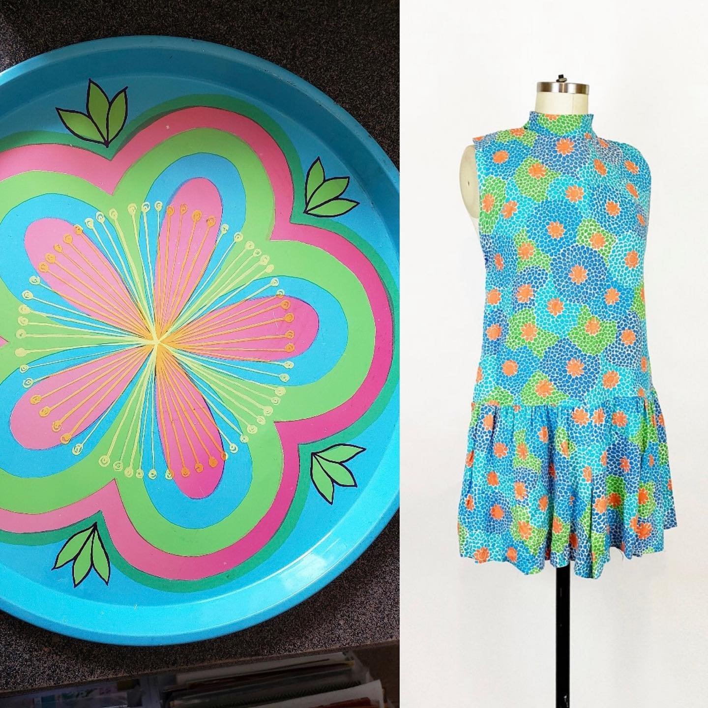 tray from antiqueswithmore on etsy. dress from @birdsandskylinesvtg on etsy. 

.
.
.
.
#vtg #vintage #etsy #etsyfinds #etsysellersofinstagram #etsyshop #vintagefinds #vtgmatchmaker #flowerpower