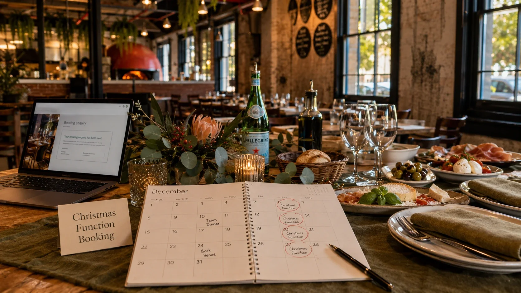 Planning a Christmas function venue in Sydney with December dates marked