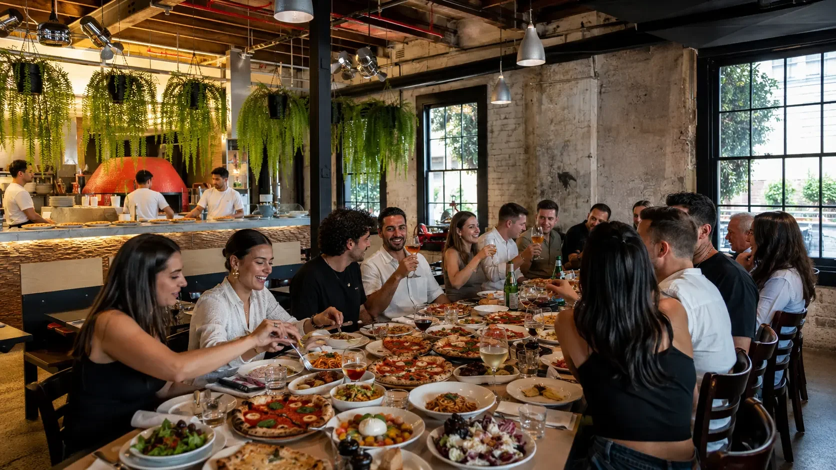 Group celebration with shared set menu at Da Mario, near Surry Hills, Sydney