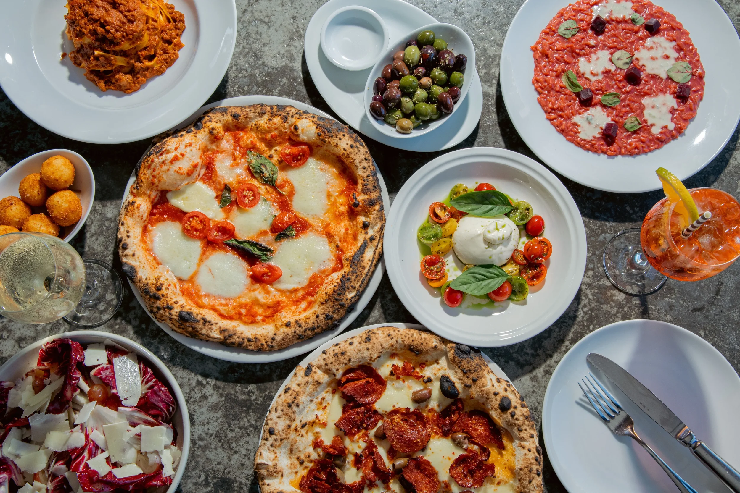 Vegan wood-fired Marinara pizza, one of the dietary options at Da Mario Italian restaurant Rosebery