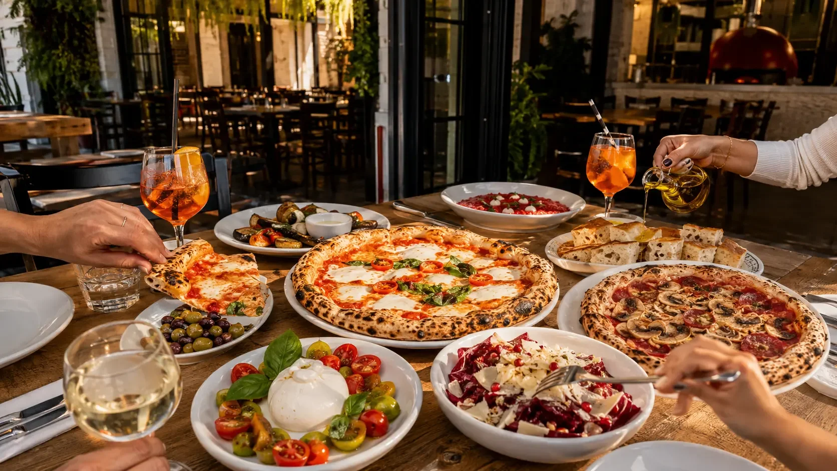 Wood-fired pizza and shared antipasti from Da Mario's engagement party set menu in Sydney