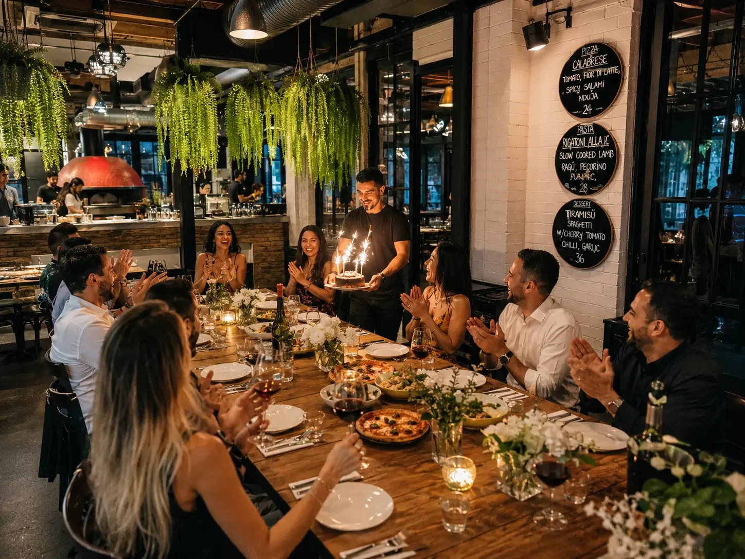 Semi-private dining for a birthday or engagement celebration at a Sydney restaurant