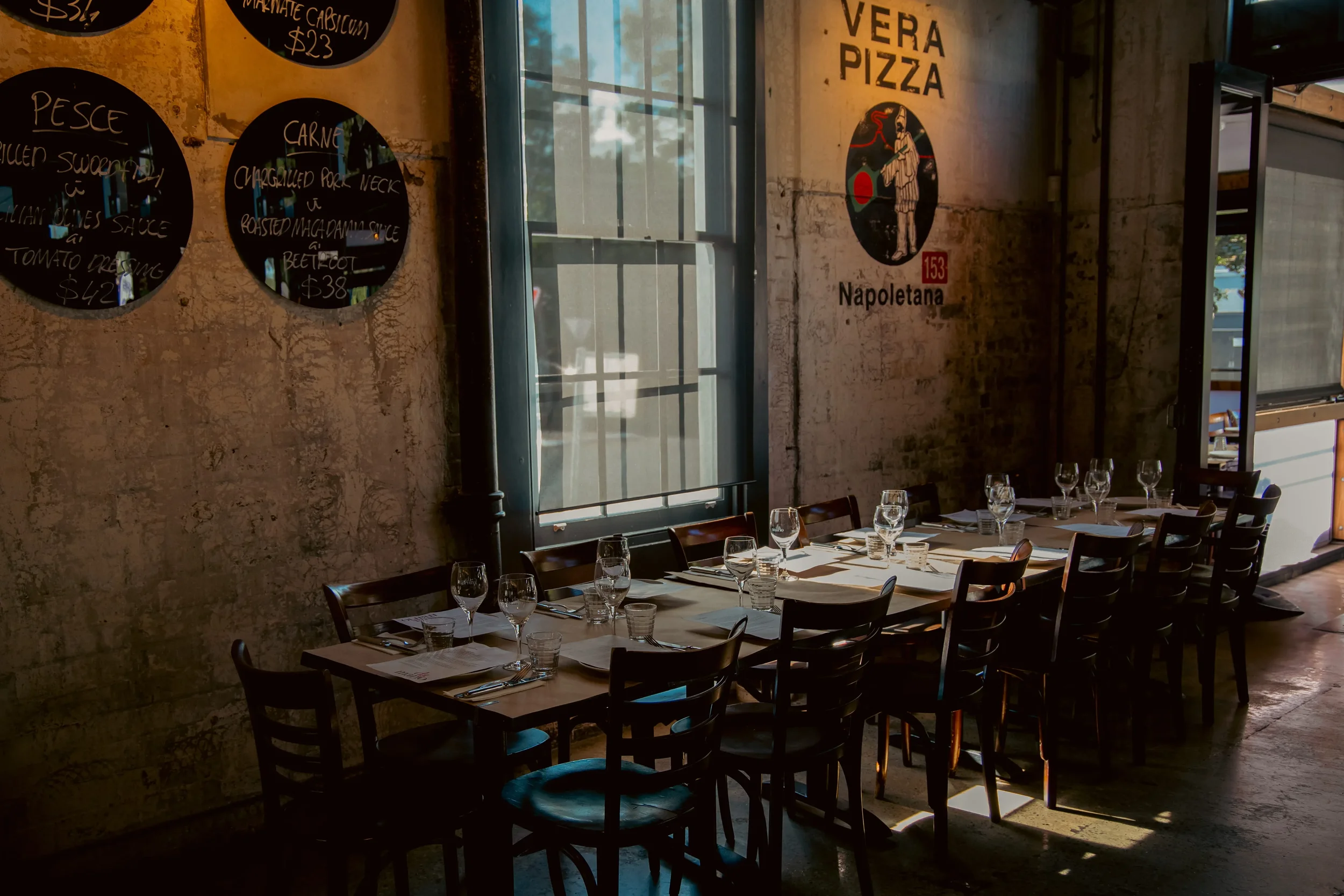 Da Mario outdoor terrace set for a group booking – private bucks party venue in Sydney