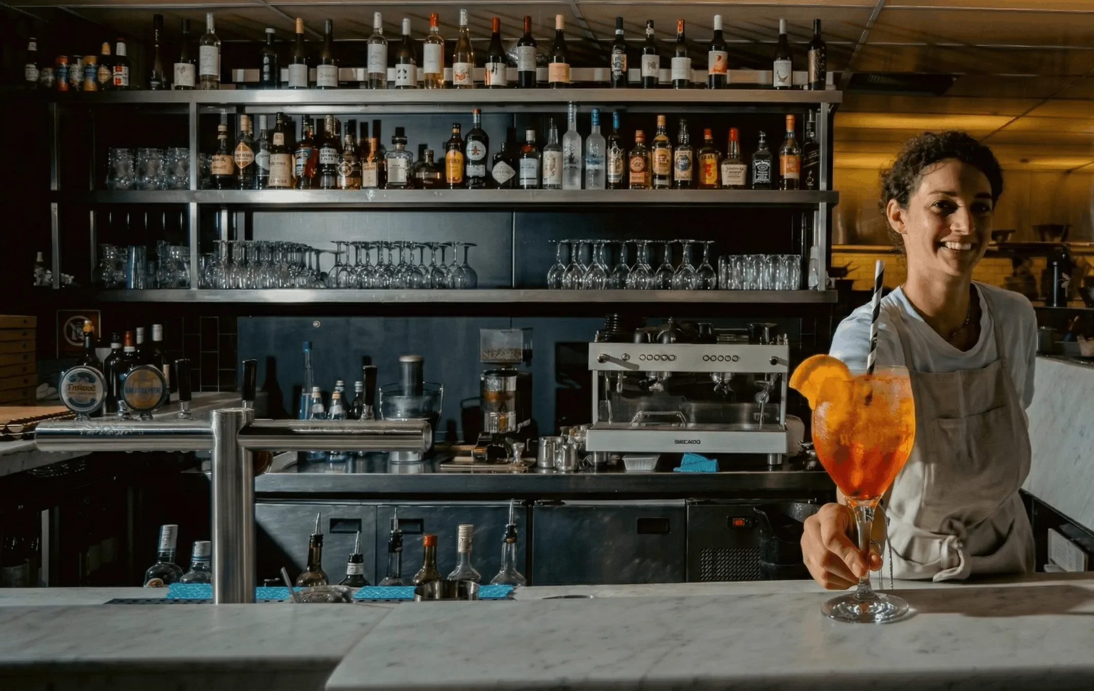 Aperol Spritz and Negroni aperitivo at Da Mario, Italian restaurant in Rosebery