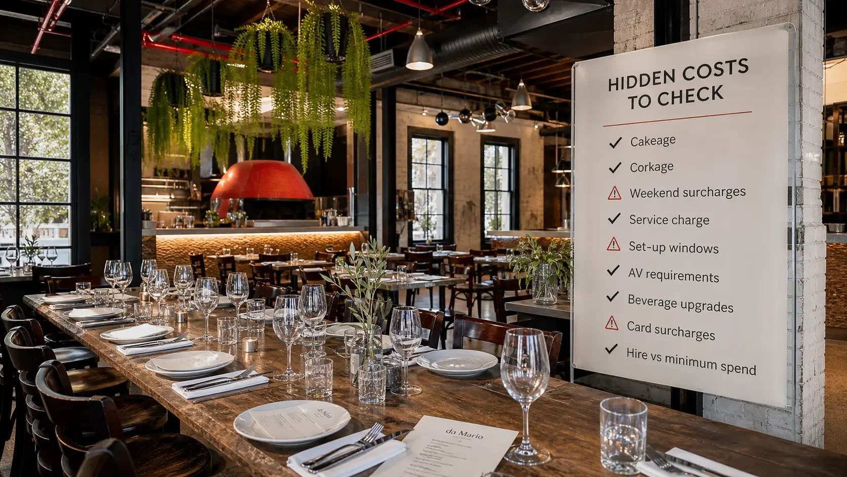 Hidden costs checklist for affordable engagement party venues in Sydney