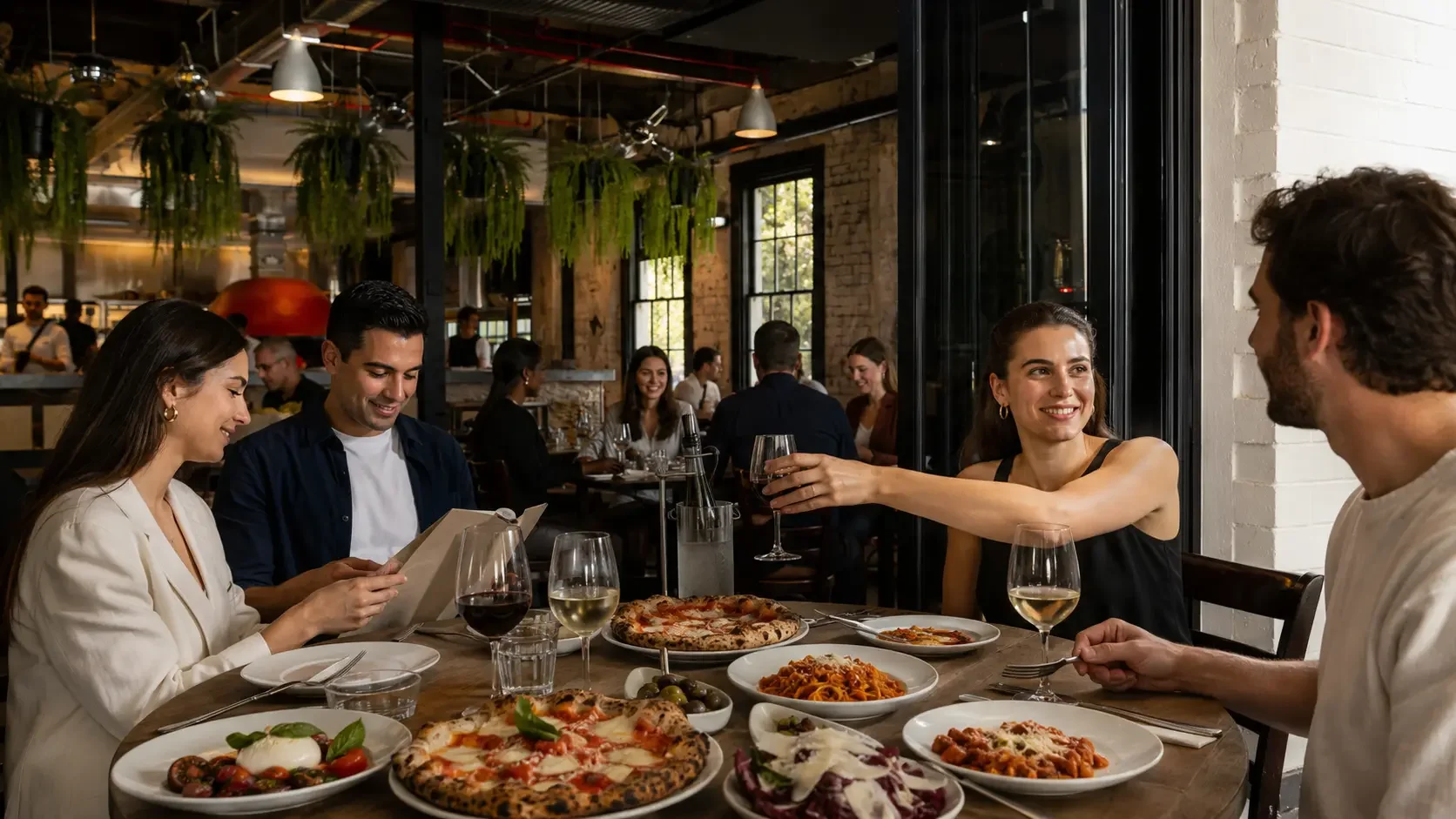 Party venues in Sydney with wood-fired pizza pasta drinks and dolci