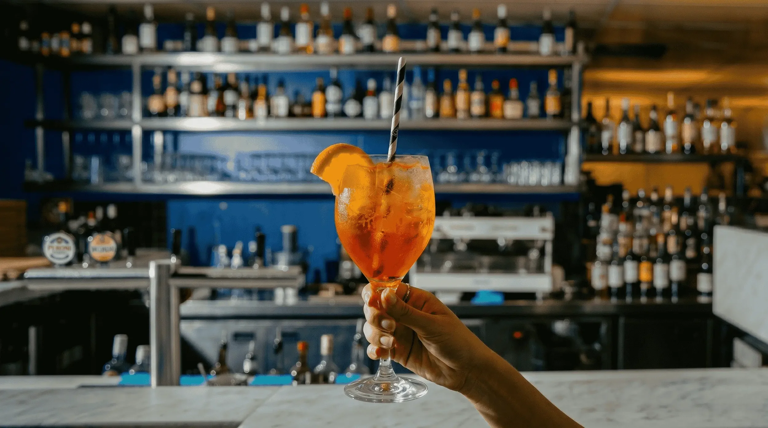 Aperol spritz being prepared at Da Mario cocktail function venue in Sydney