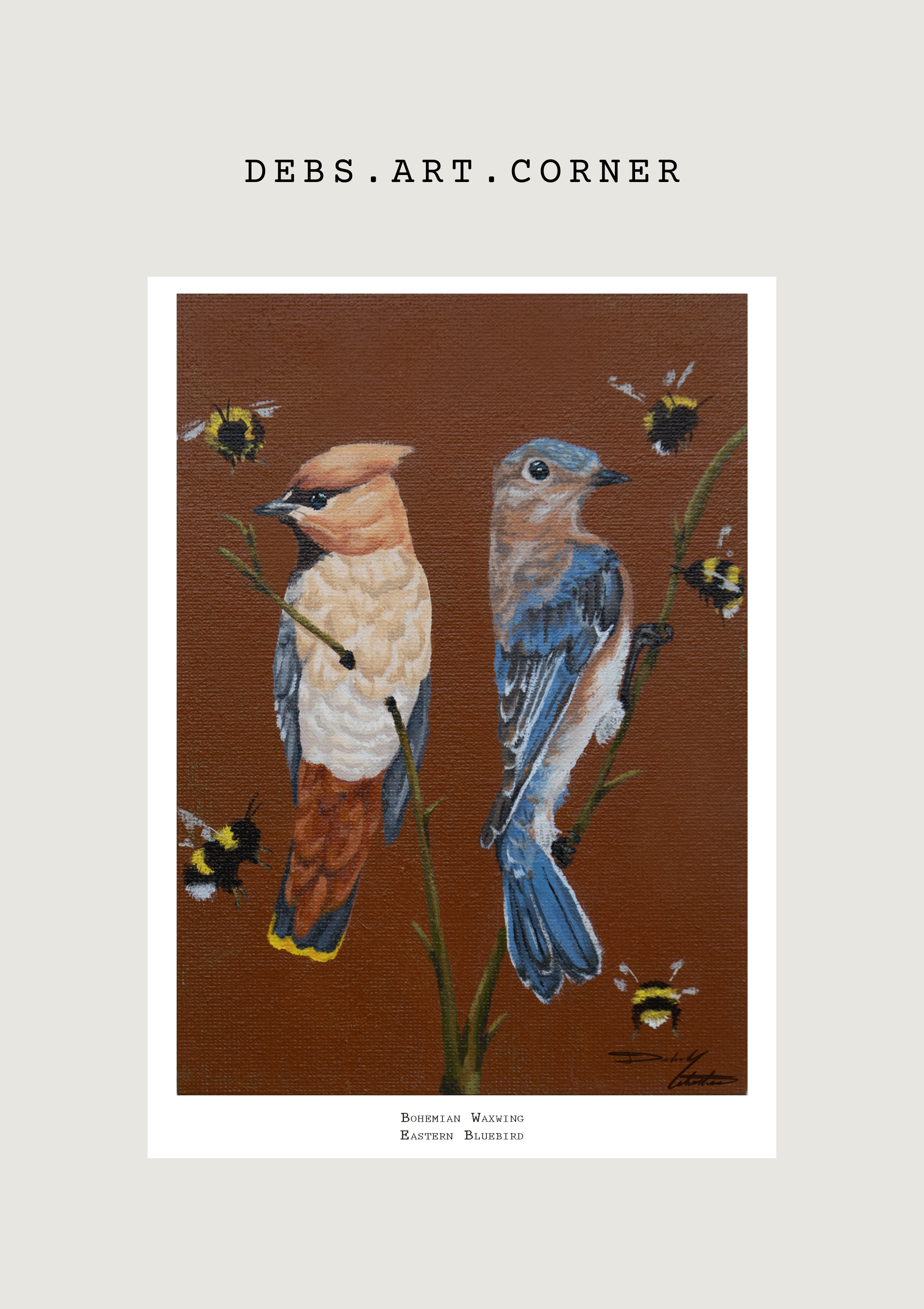 Bohemian Waxwing & Eastern Bluebird