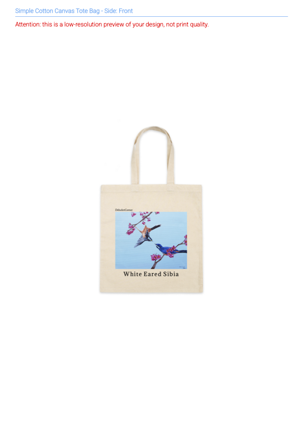 DebsArtCorner White Eared Sibia Tote Bag
