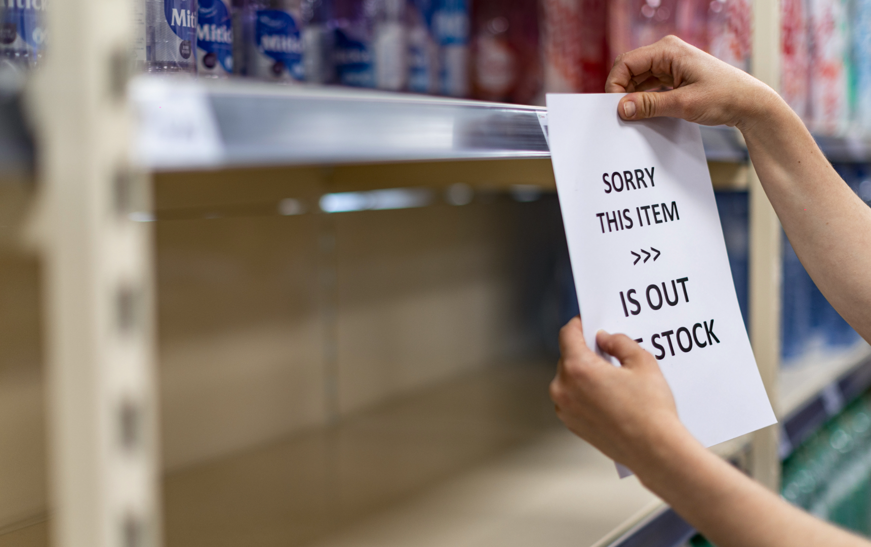 A stocked out shelf due to poor inventory management