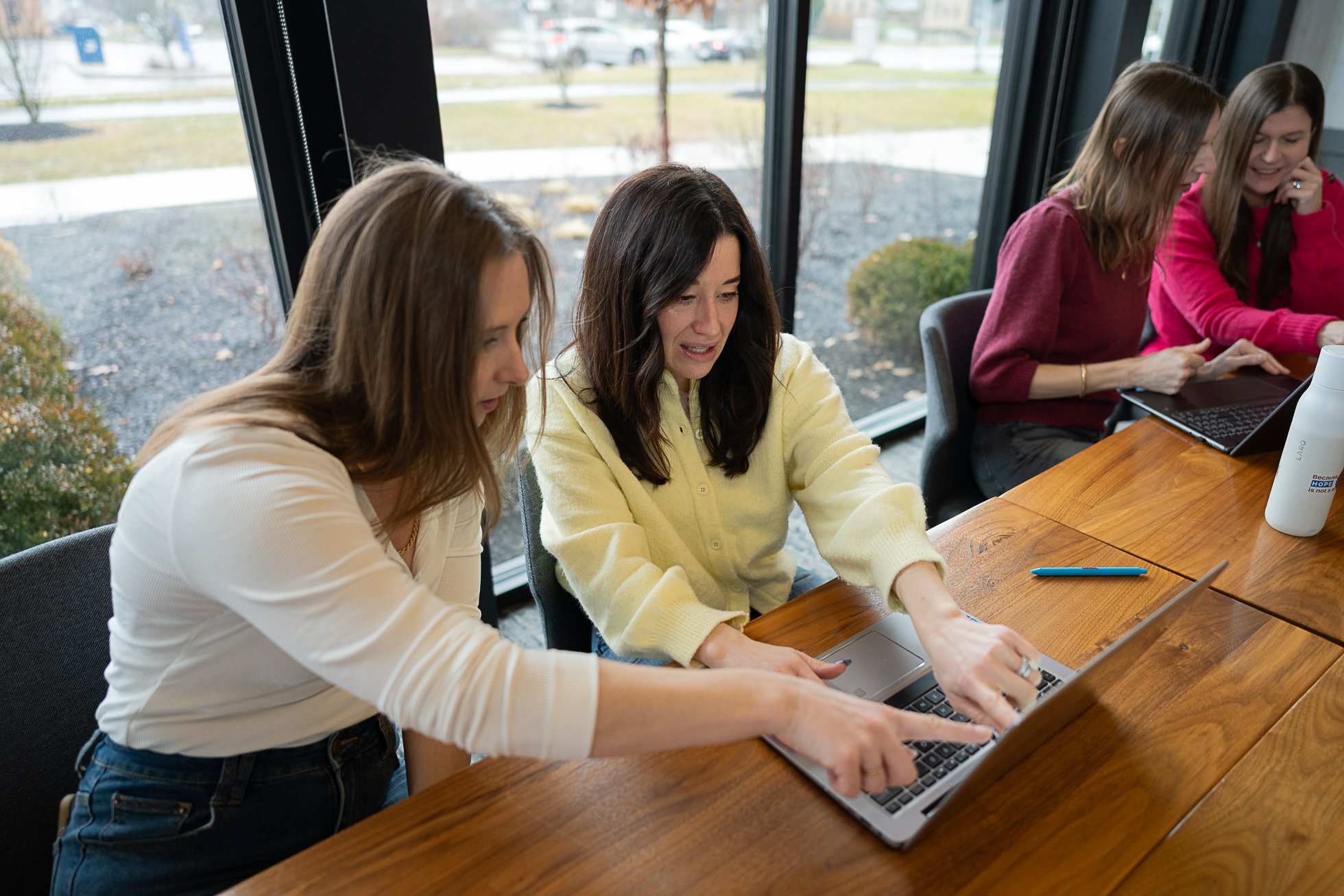 demand planning vs inventory planning being clarified on a computer by two planning consultants
