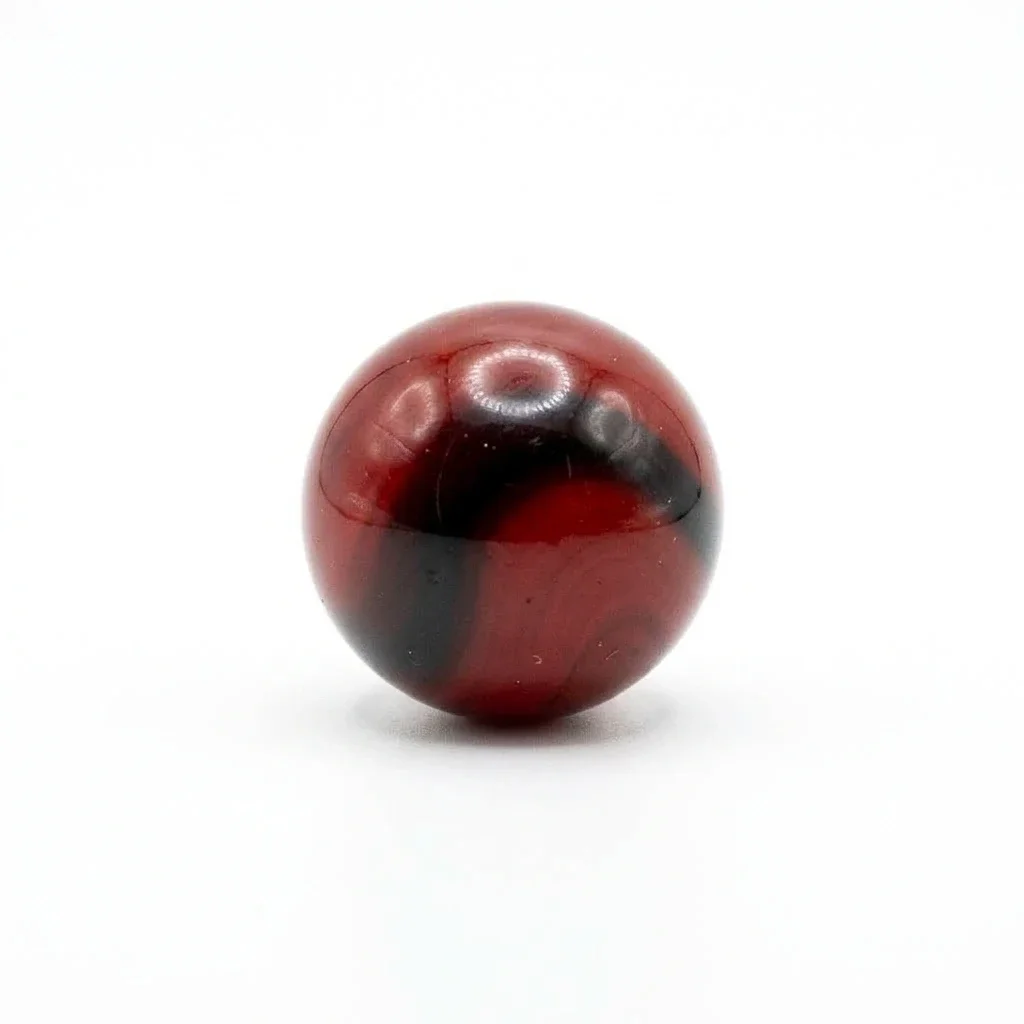 ladybug red marble on crisp white background
