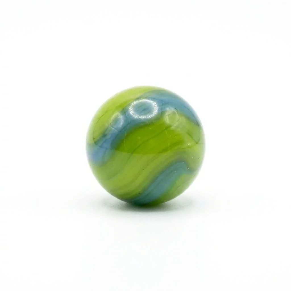troll green marble on crisp white background