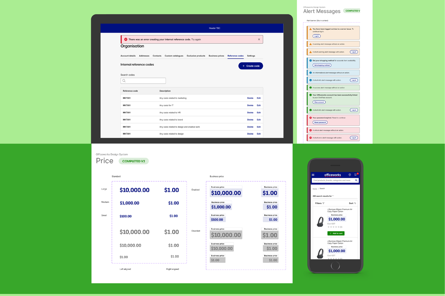 Officeworks design system component library in Figma