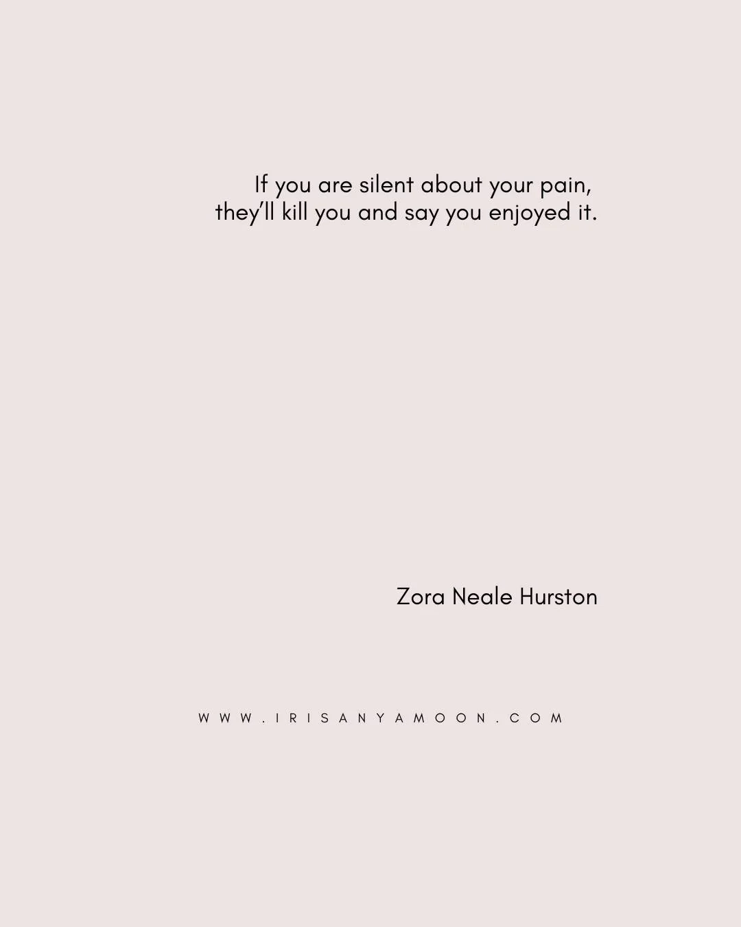 MONDAY HEART MAGICK

&ldquo;If you are silent about your pain, they&rsquo;ll kill you and say you enjoyed it.&rdquo;
&mdash;Zora Neale Hurston

What if silence wasn't quiet at all?

#HeartMagick #ZoraNealeHurston #Silence #Substack #Community