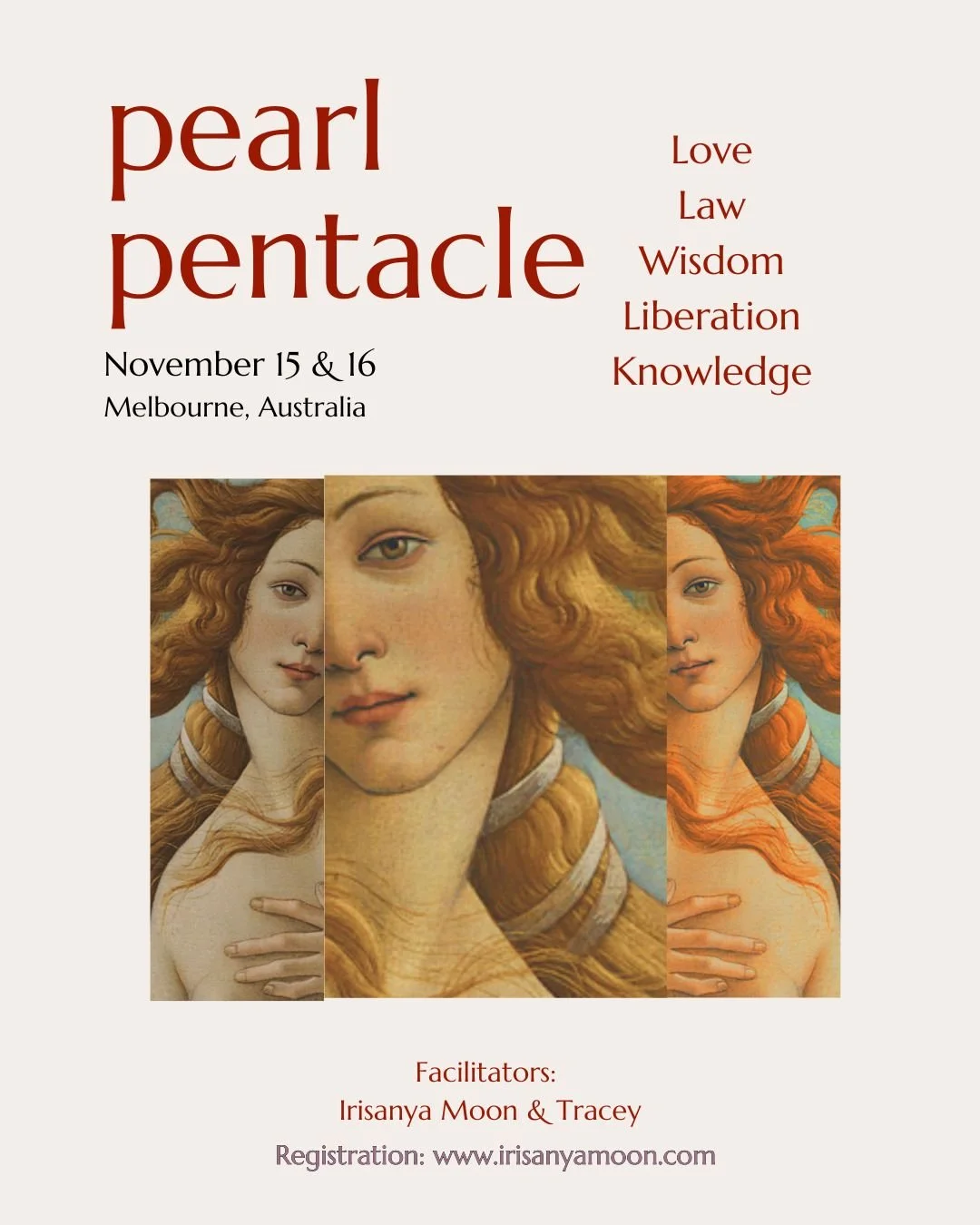 MORE PEARL PENTACLE!

November 15 &amp; 16: Pearl Pentacle with Tracey -- Melbourne, Australia

You can check out the details on the 🔗 in my bye-OH or my 🕸️ site.

#PearlPentacle #Aphrodite #Hecate #ReclaimingWitchcraft #WitchClasses #Irisanya