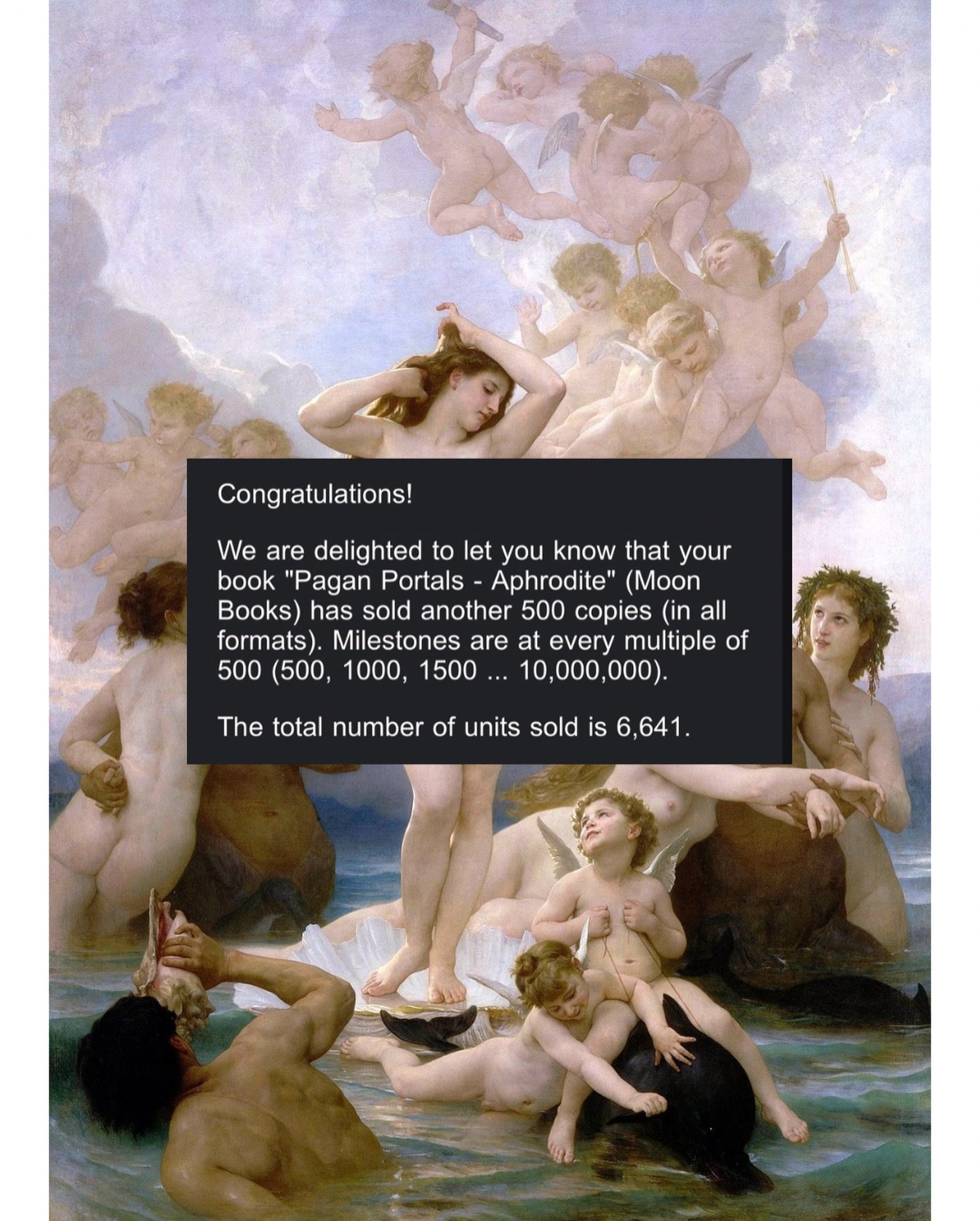 My book on Aphrodite has now sold over 6.6K copies, which was lovely news to wake up to&hellip;

Thanks to everyone for the support and love!

(Another book featuring Aphrodite is coming&hellip;)

Hail Love, Hail Aphrodite!

#aphrodite #love #author 